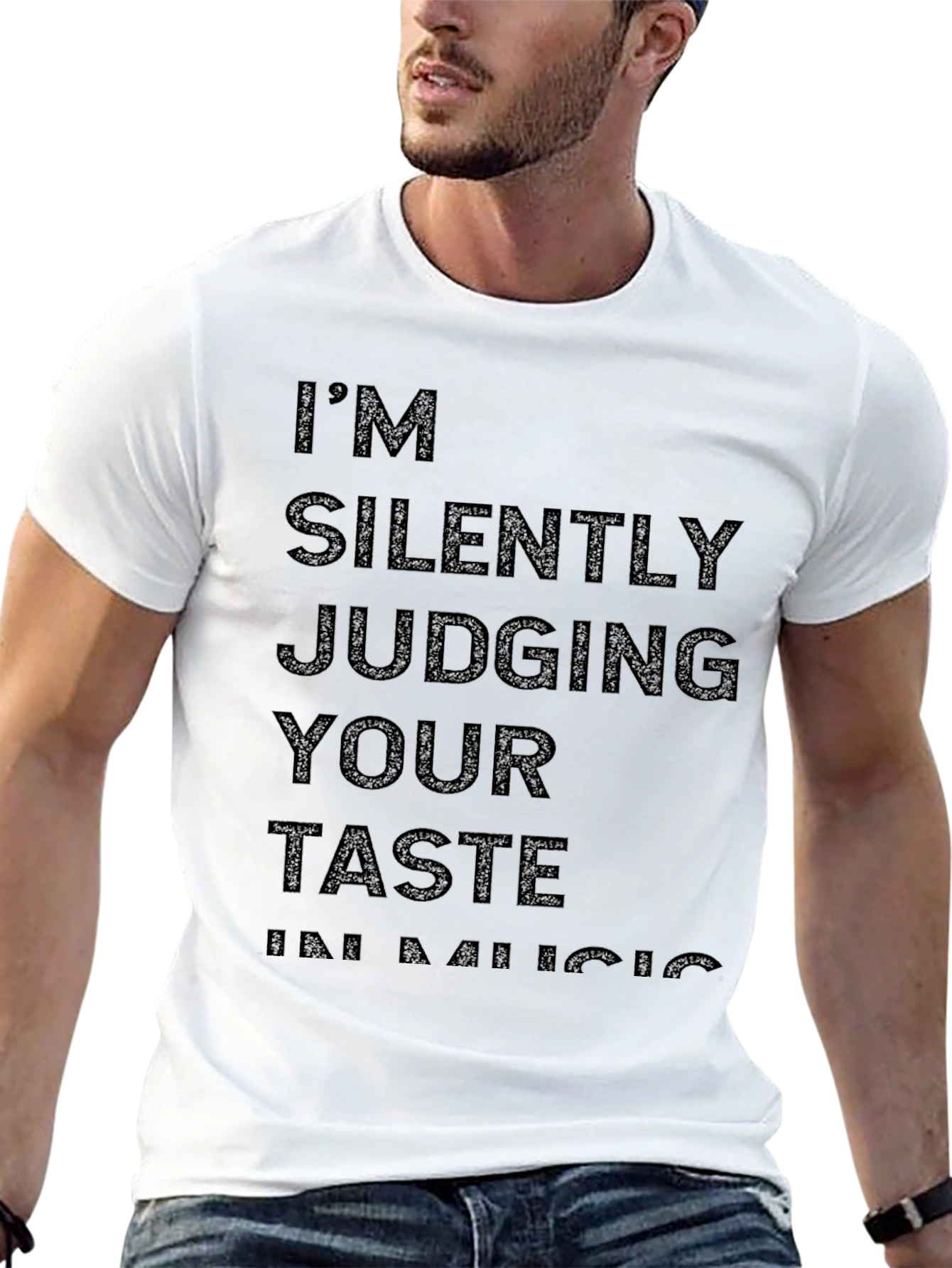 Black I'm Silently Judging Your Taste in Music Graphic Tee view 13