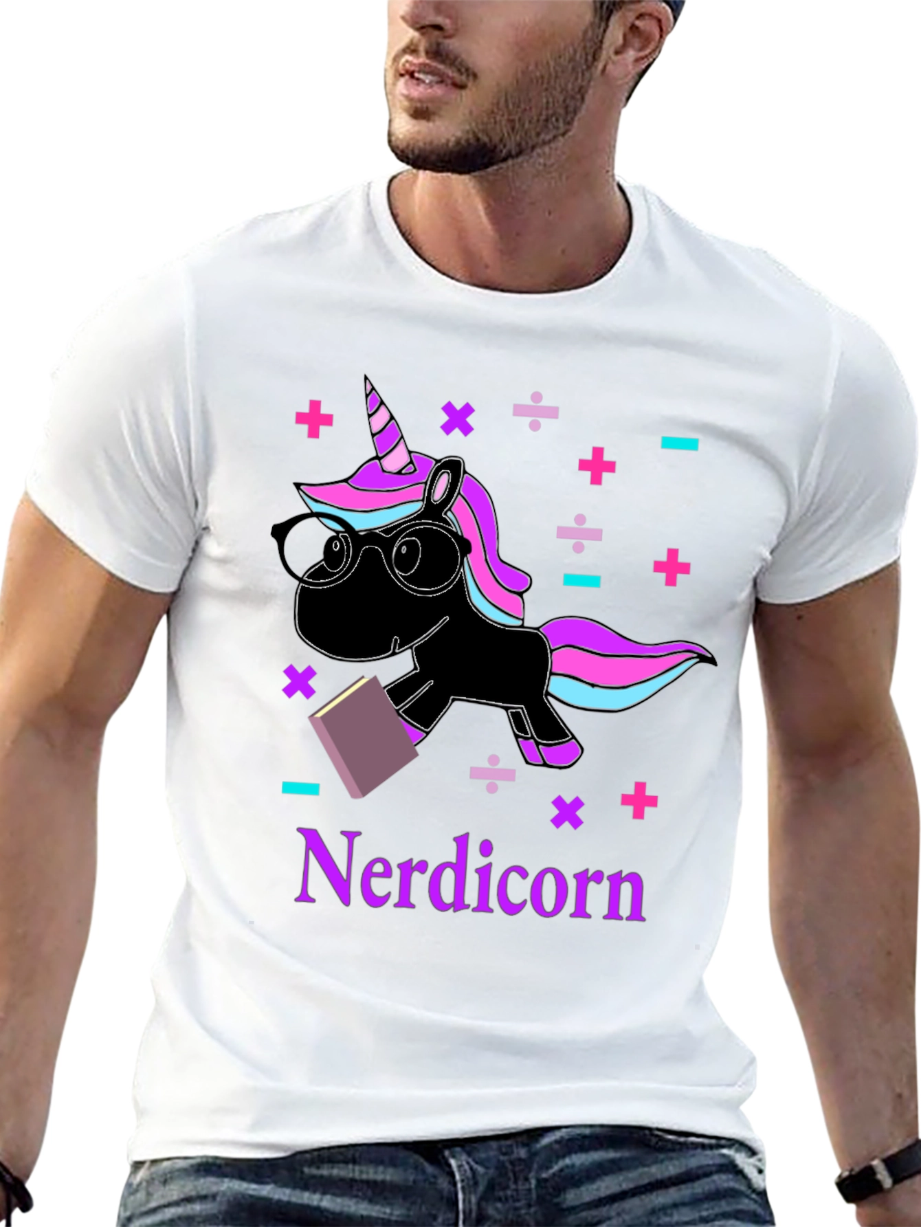 Black Nerdicorn T-Shirt - Funny Unicorn Graphic Tee view 13