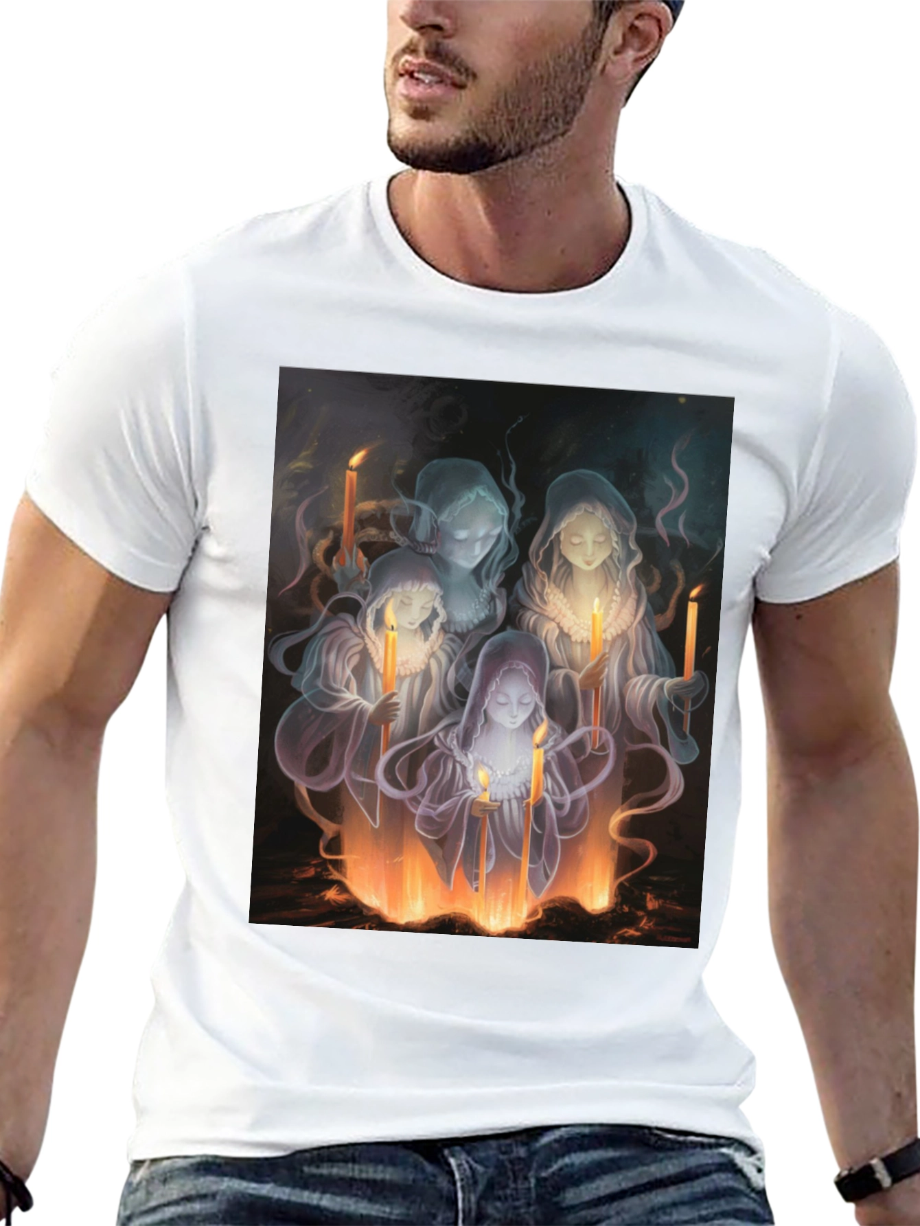 Black Ethereal Candle Maiden Black T-Shirt view 13