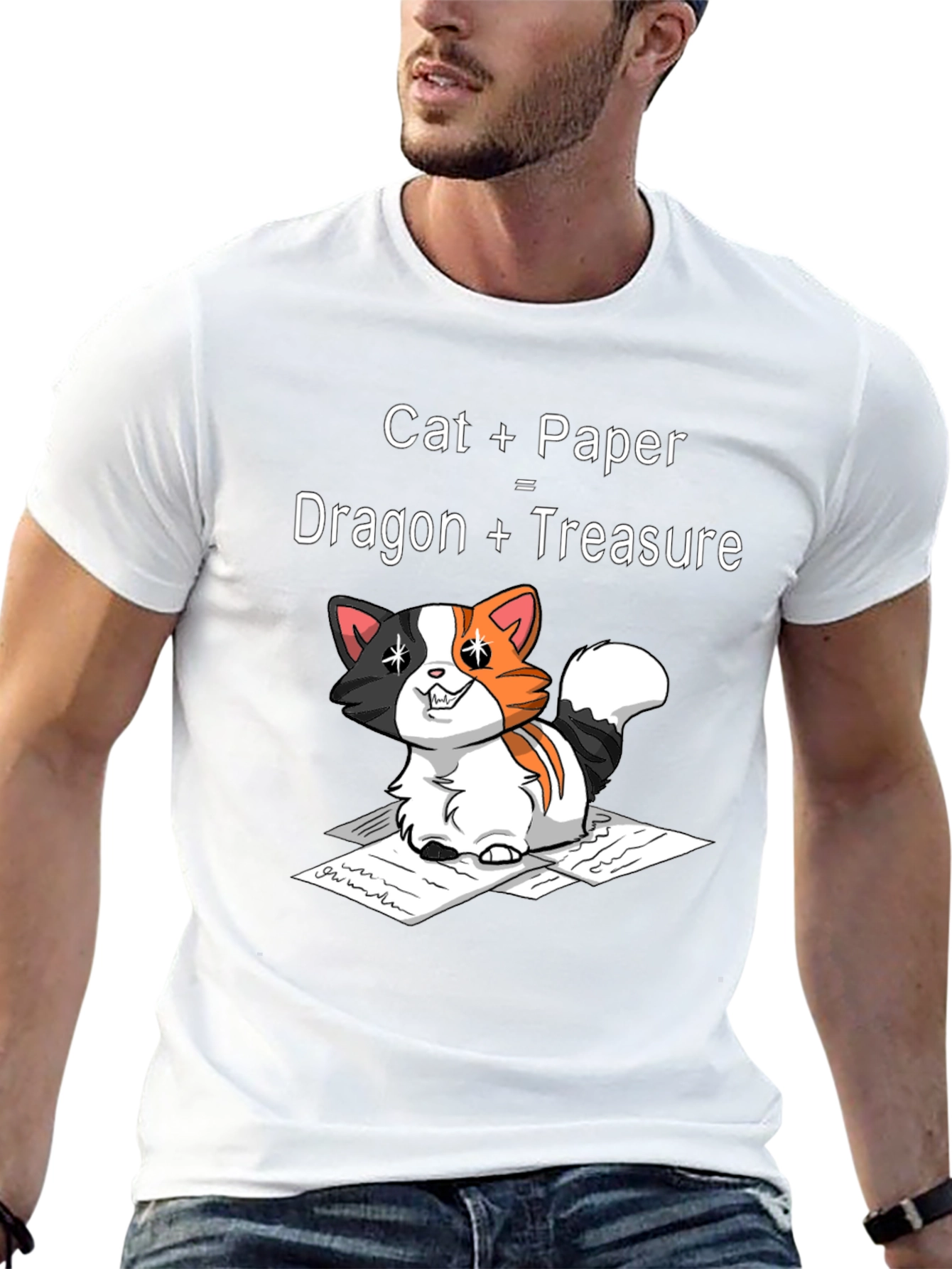 Black Cat Dragon Treasure Graphic T-Shirt view 13
