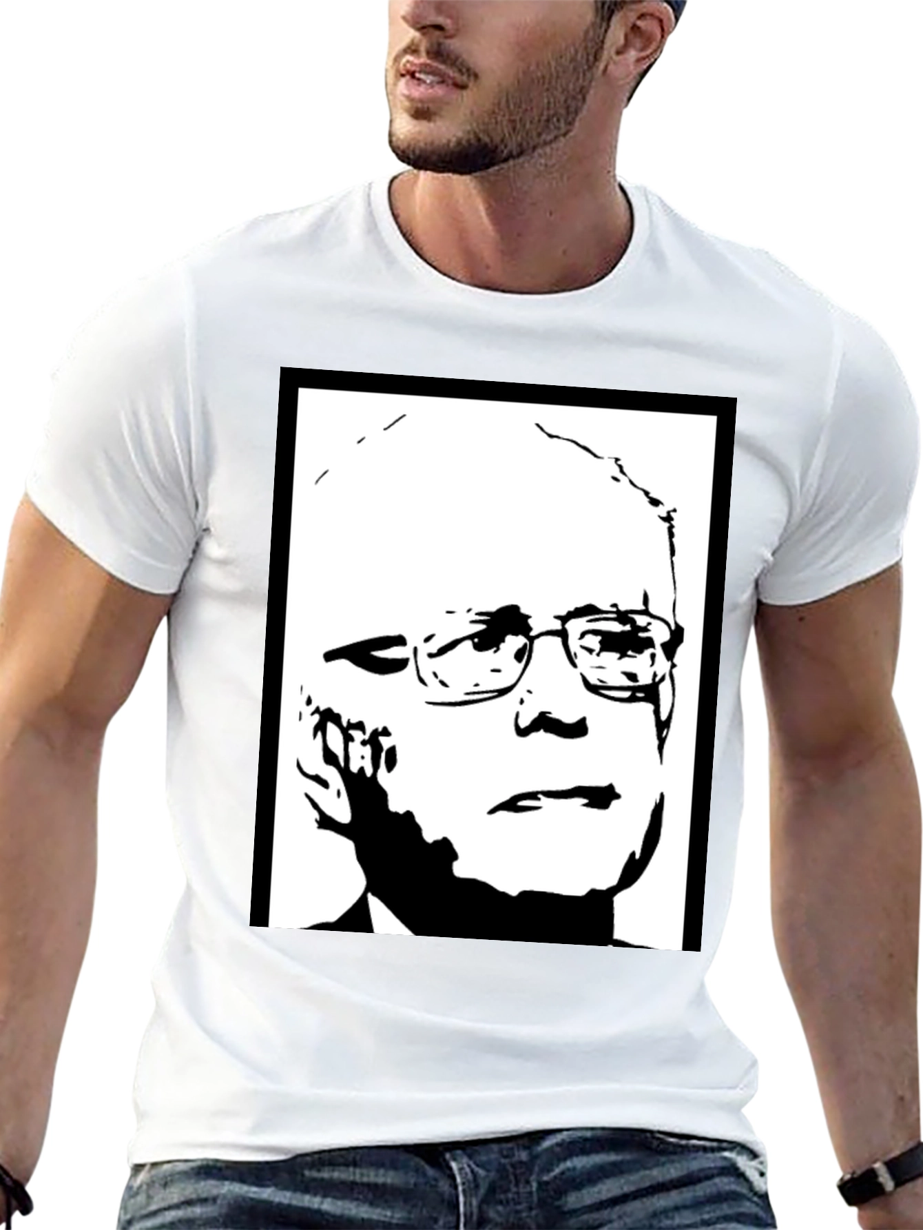 Black Political Graphic Tee - Bernie Sanders Portrait Shirt view 13