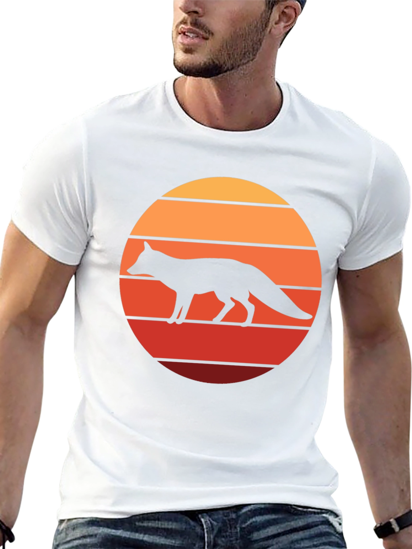 Black Retro Fox Sunset Graphic Tee view 13
