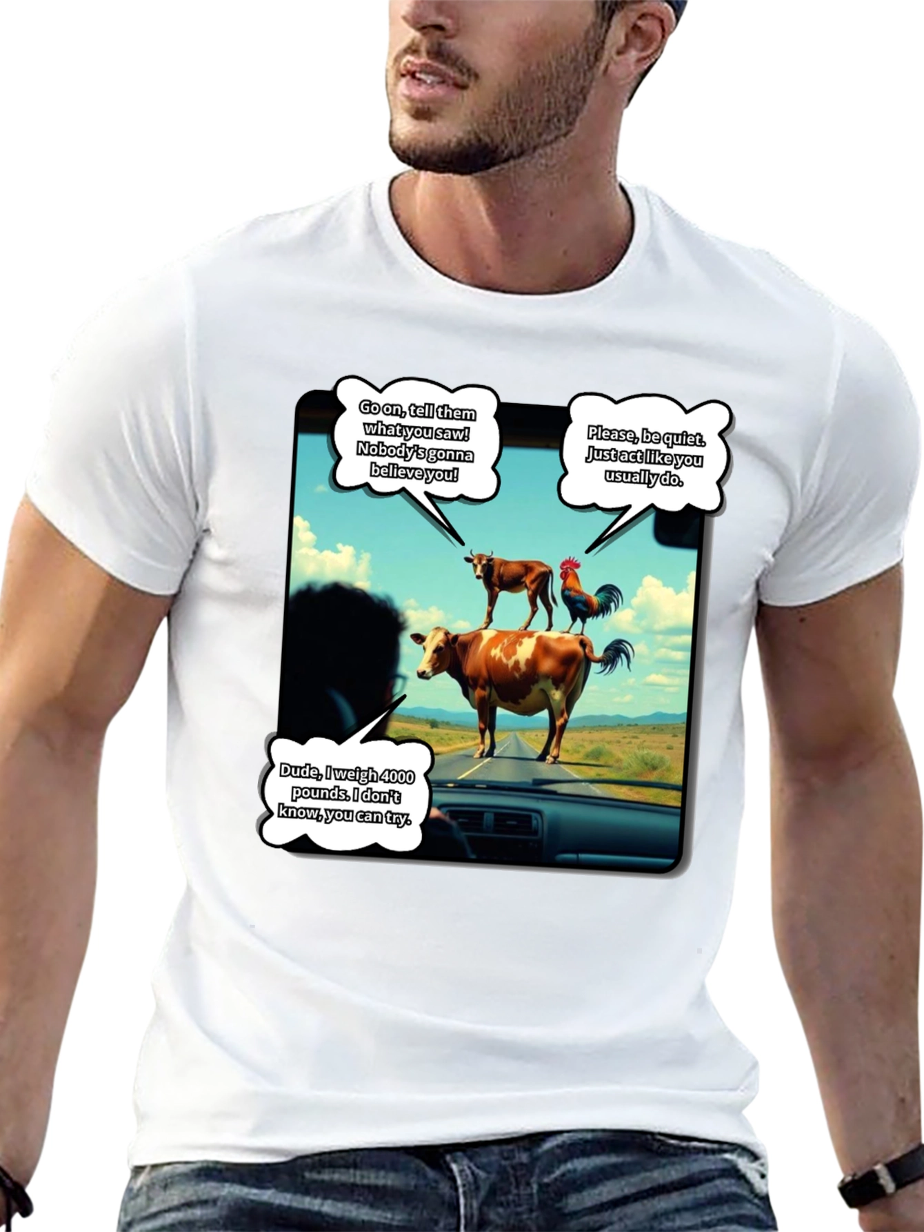 Black Talking Animals Graphic T-Shirt - Novelty Tee view 13