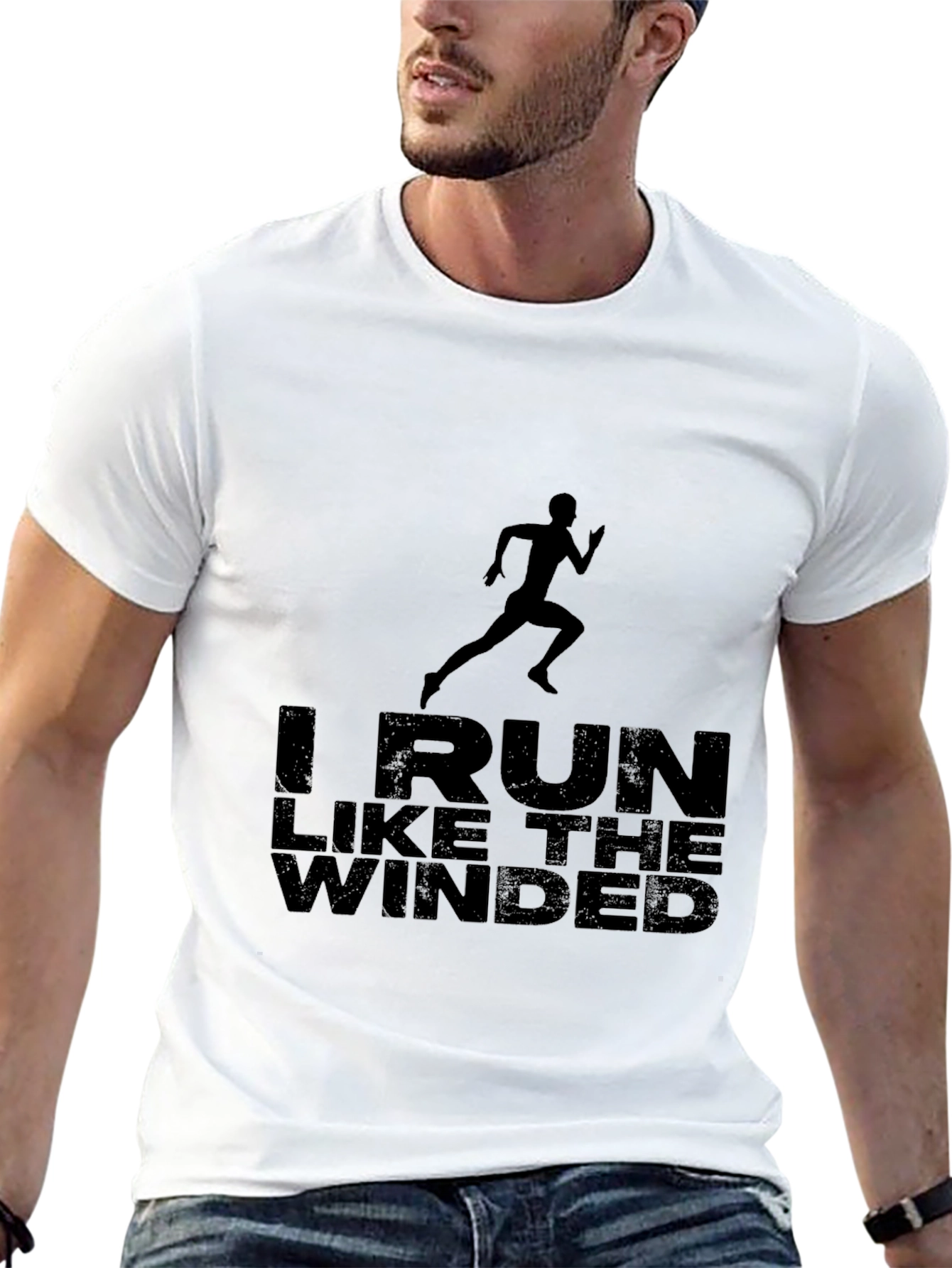 Black I Run Like The Winded Graphic T-Shirt view 13