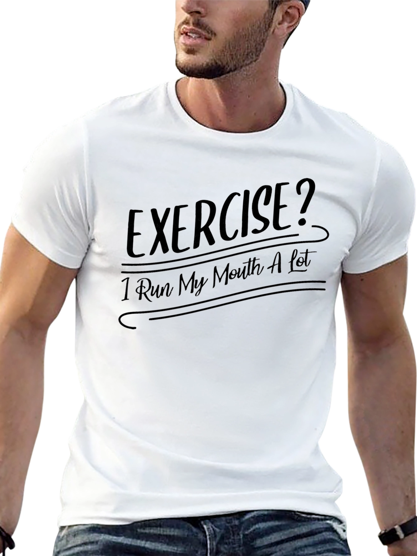 Black Exercise? I Run My Mouth A Lot - Black T-Shirt view 13