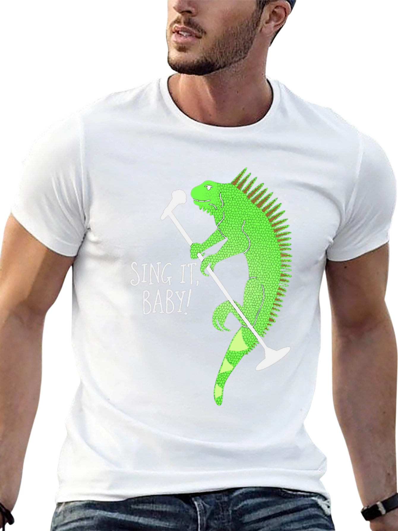 Black Sing It Baby Iguana Graphic T-Shirt view 13