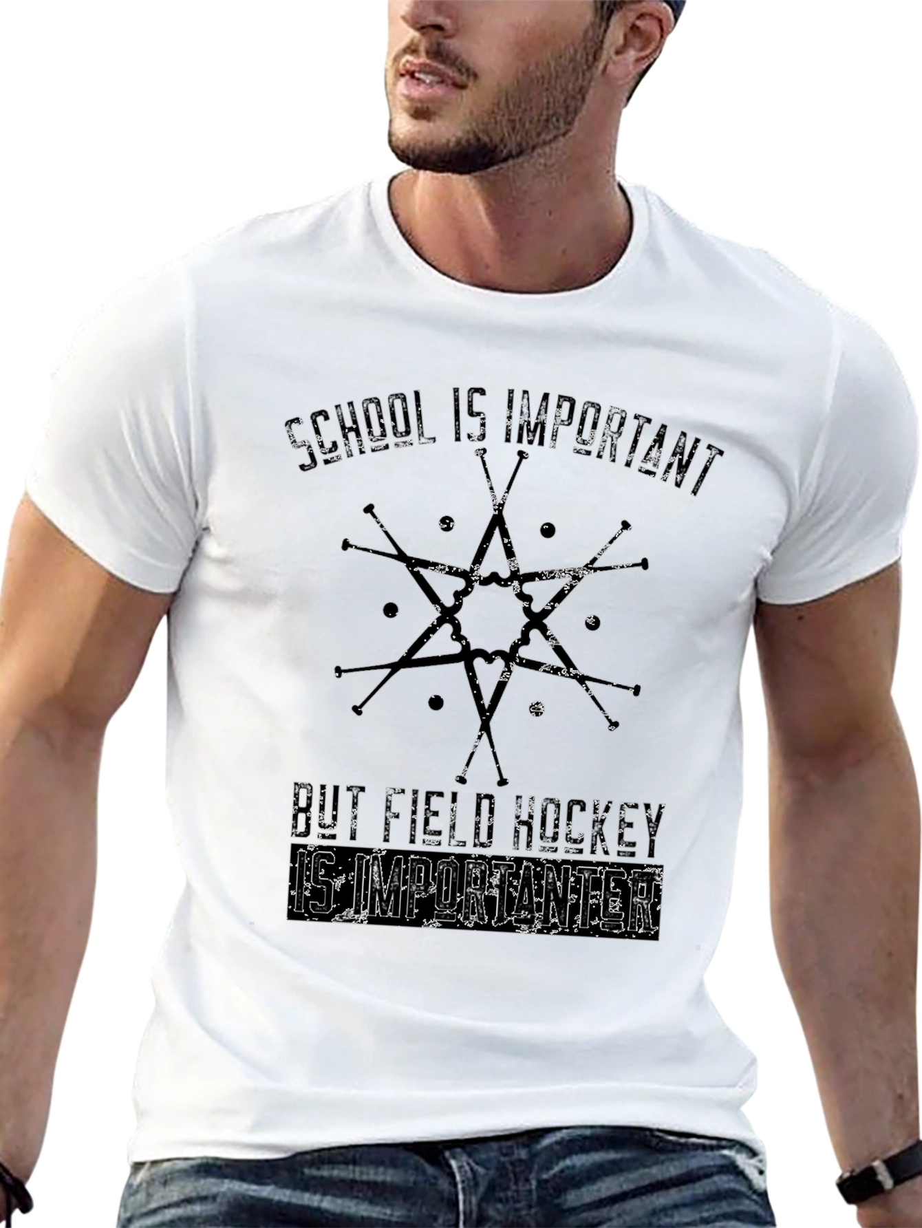Black Field Hockey T-Shirt - School is Important view 13