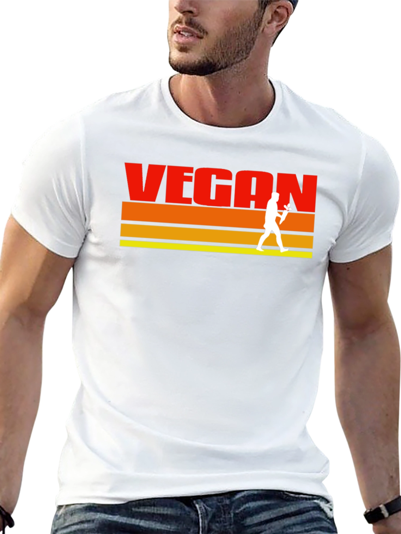 Black Retro Vegan T-Shirt - Classic Vegetarian Lifestyle Tee view 13