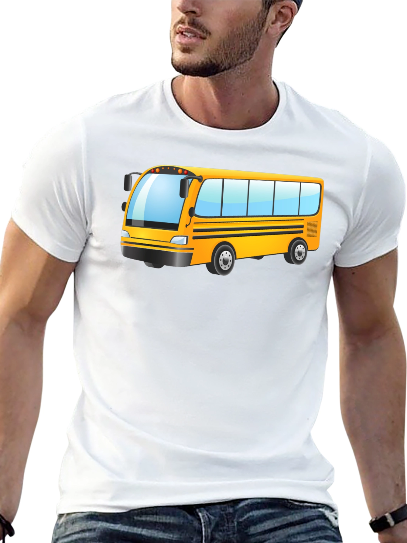 Black Cartoon School Bus Graphic T-Shirt view 13