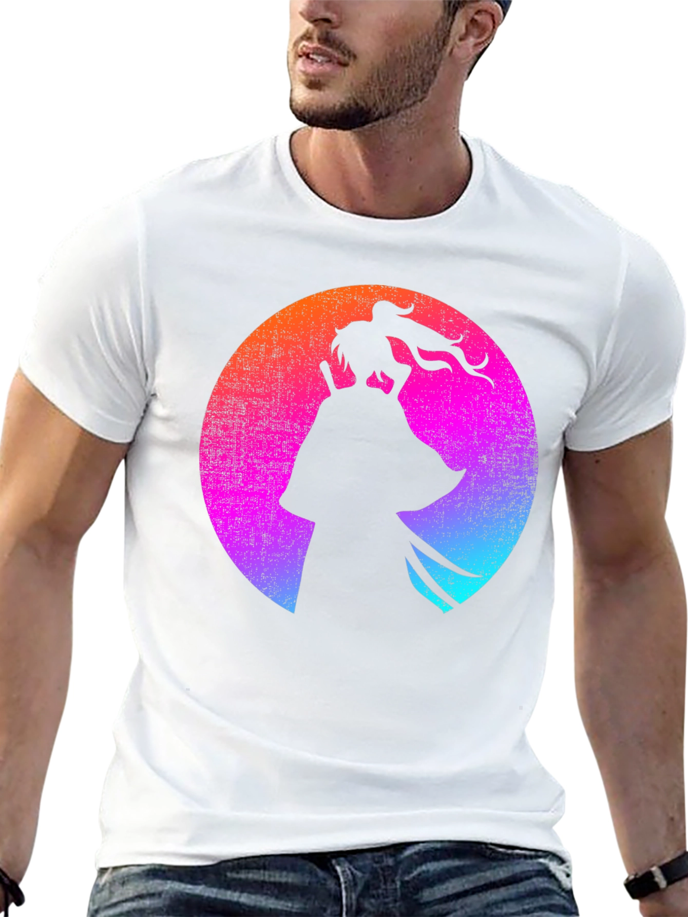 Black Samurai Silhouette T-Shirt - Retro Style view 13