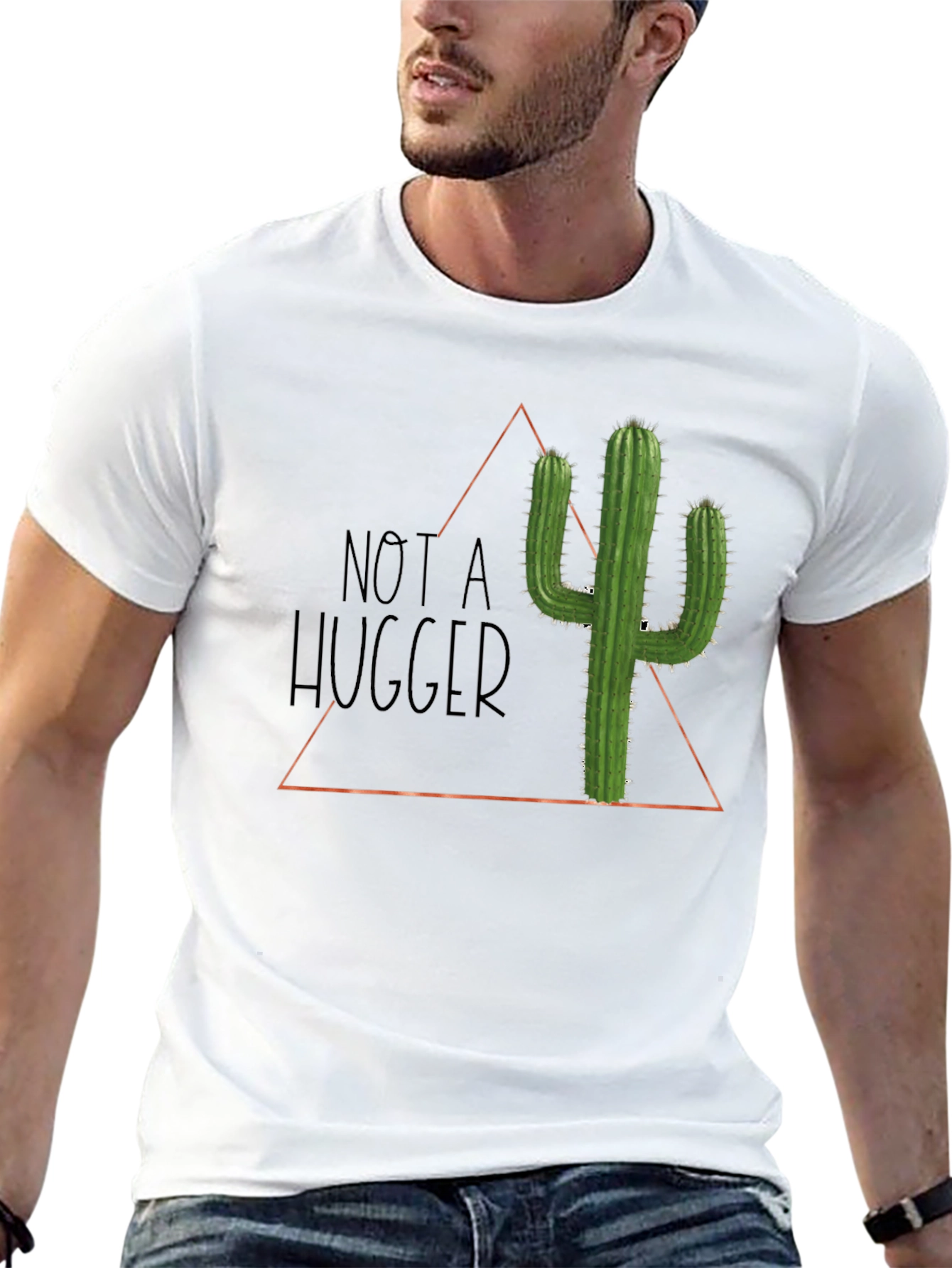 Black Not A Hugger Cactus Graphic T-Shirt - Soft Cotton Tee view 13