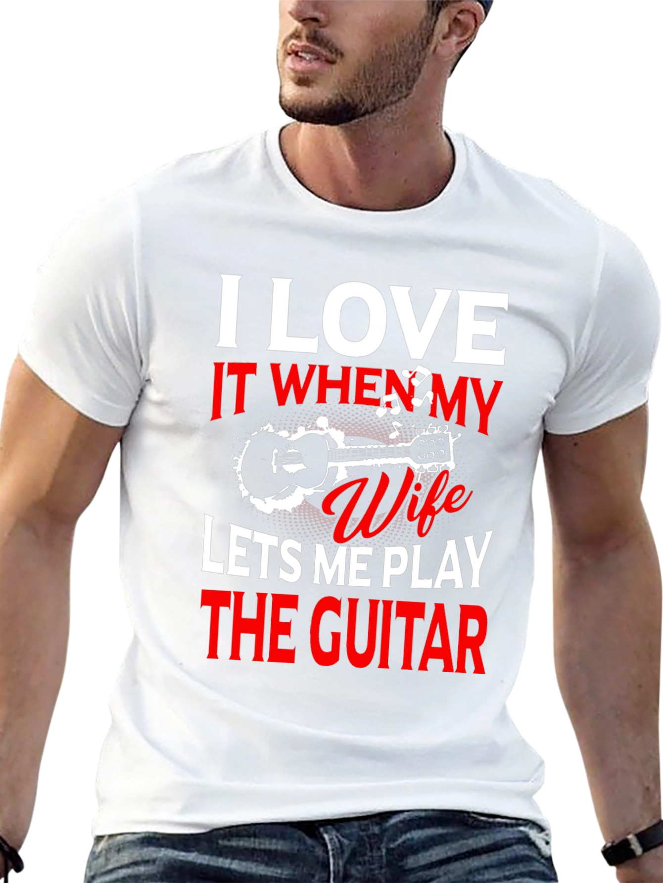 Black I Love My Wife Guitar T-Shirt view 13