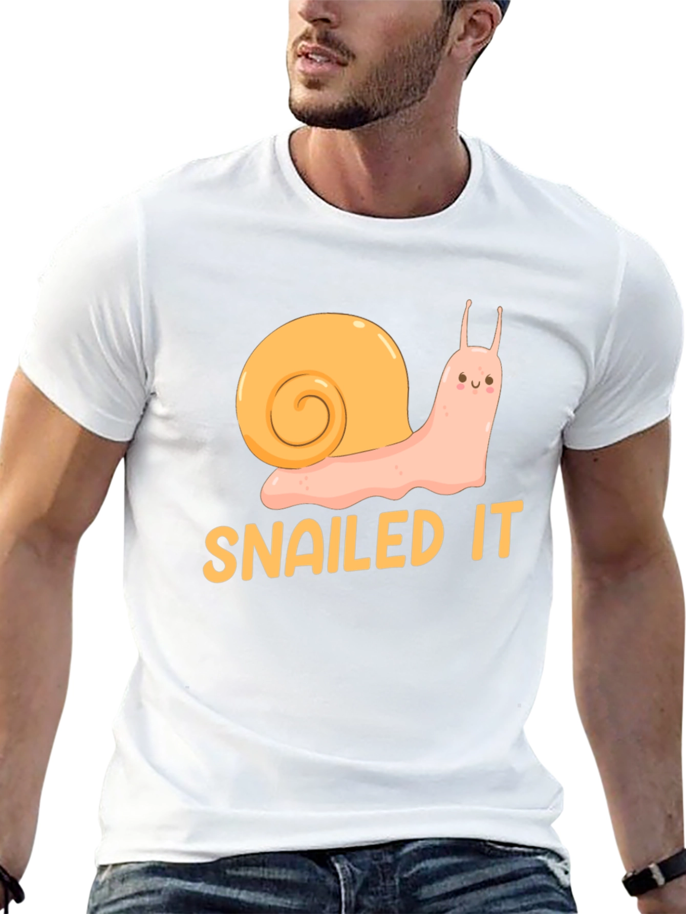 Black Snailed It! Funny Snail Graphic T-Shirt - Black Cotton Tee view 13