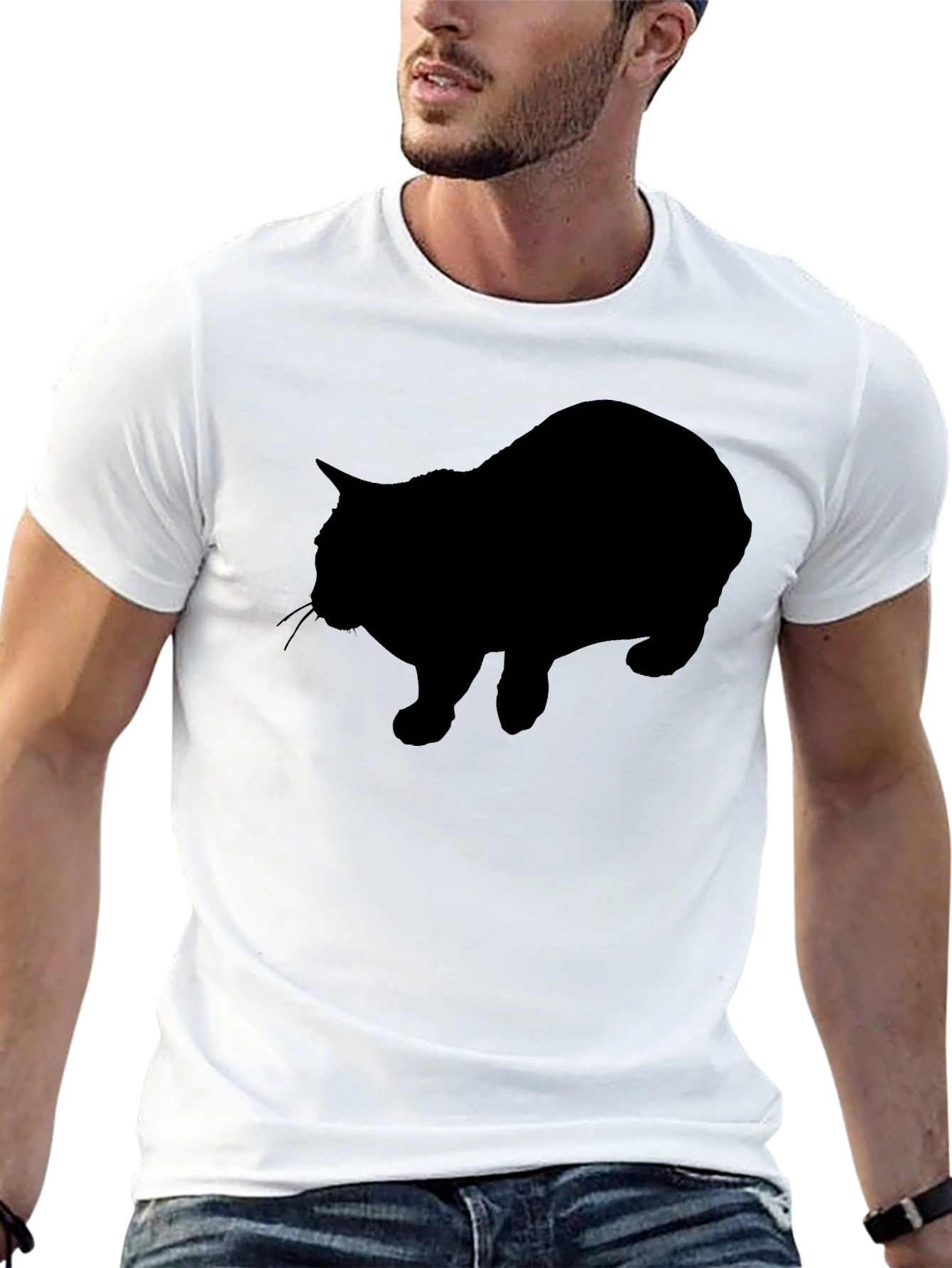 Black Black Cat Silhouette Graphic T-Shirt view 13