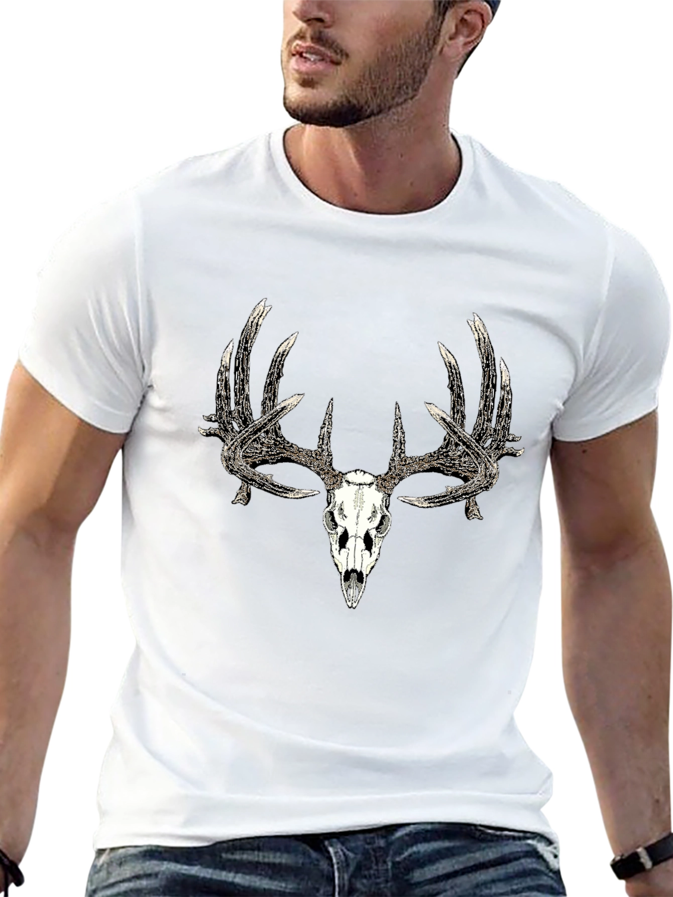 Black Deer Skull Graphic Tee - Black view 13