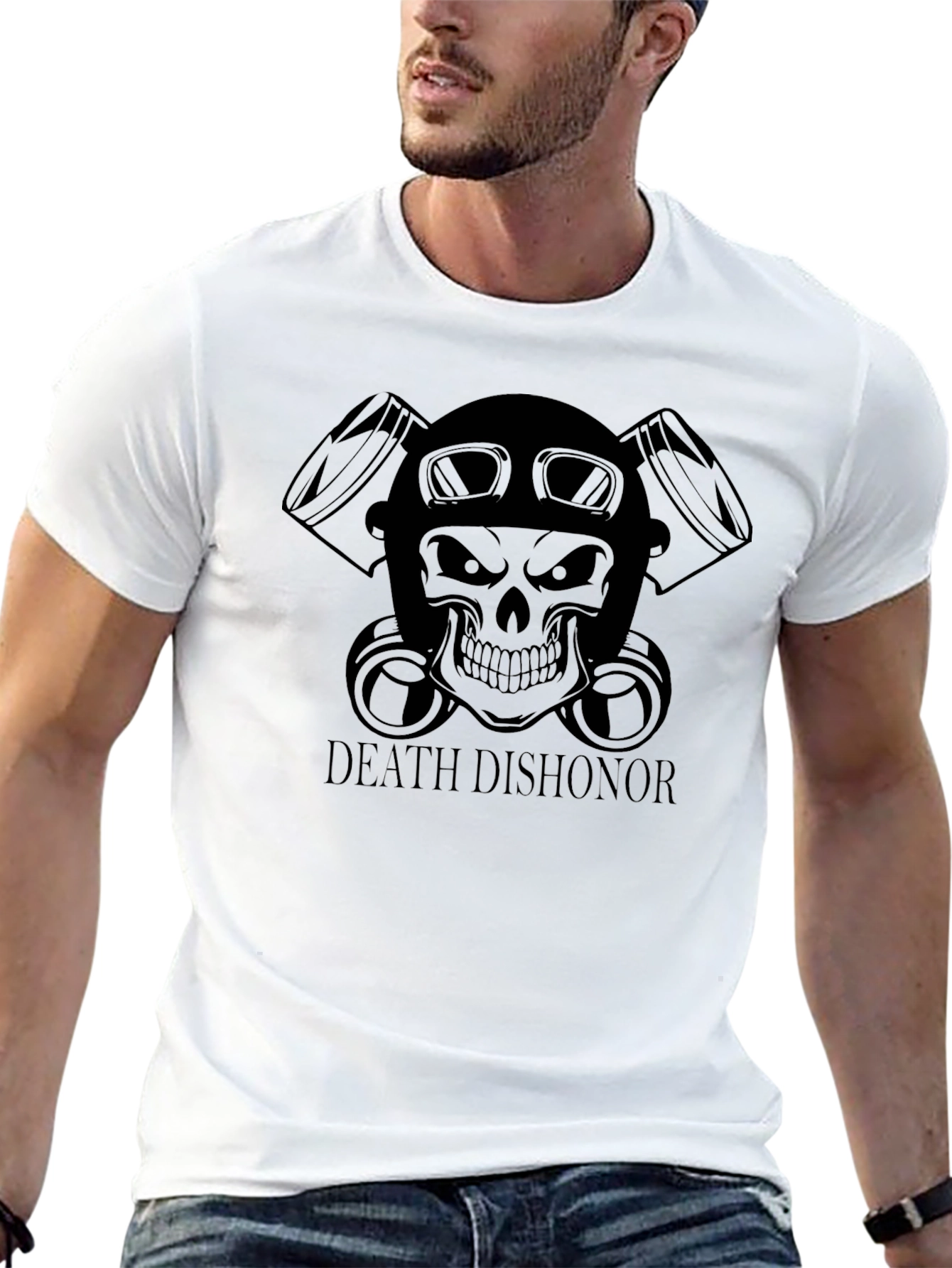 Black Death Dishonor Skull Biker T-Shirt view 13