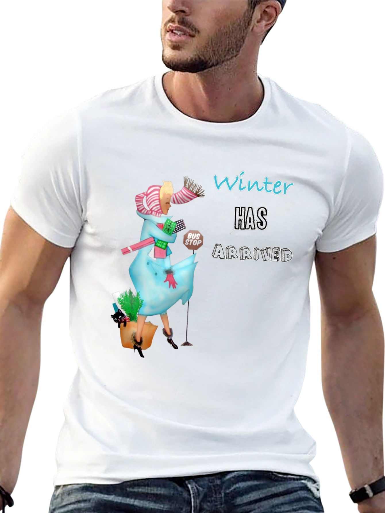 Black Winter Has Arrived Graphic Tee - Unisex Black T-Shirt view 13