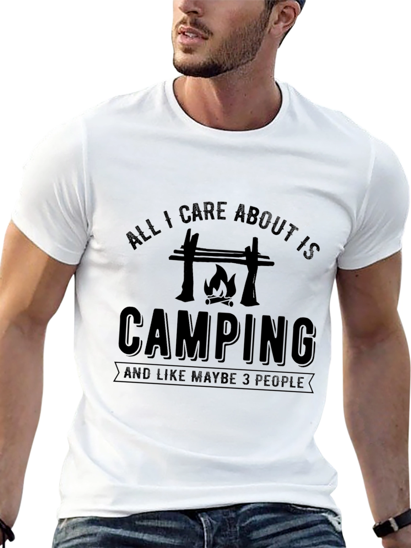 Black Camping Lover Graphic Tee - "All I Care About Is Camping" view 13
