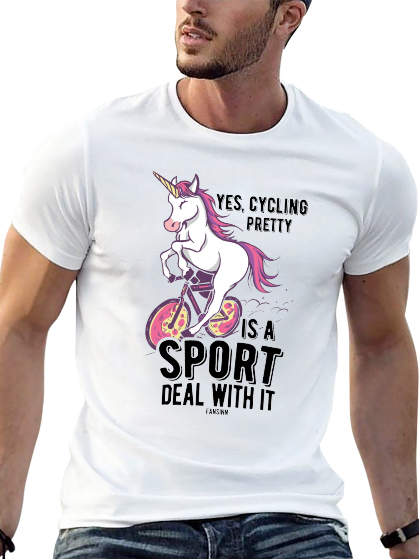 Black Cycling Unicorn T-Shirt - Yes Cycling Pretty Is A Sport view 13