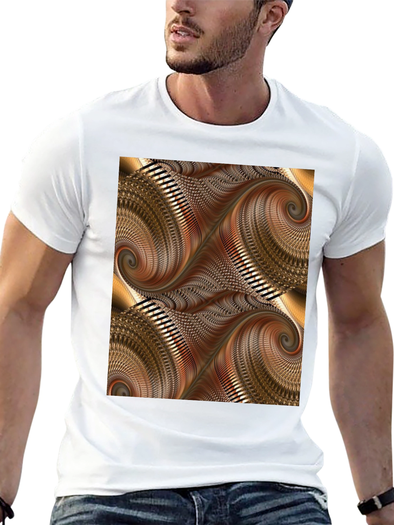 Black Abstract Swirl Graphic Print Black T-Shirt view 13