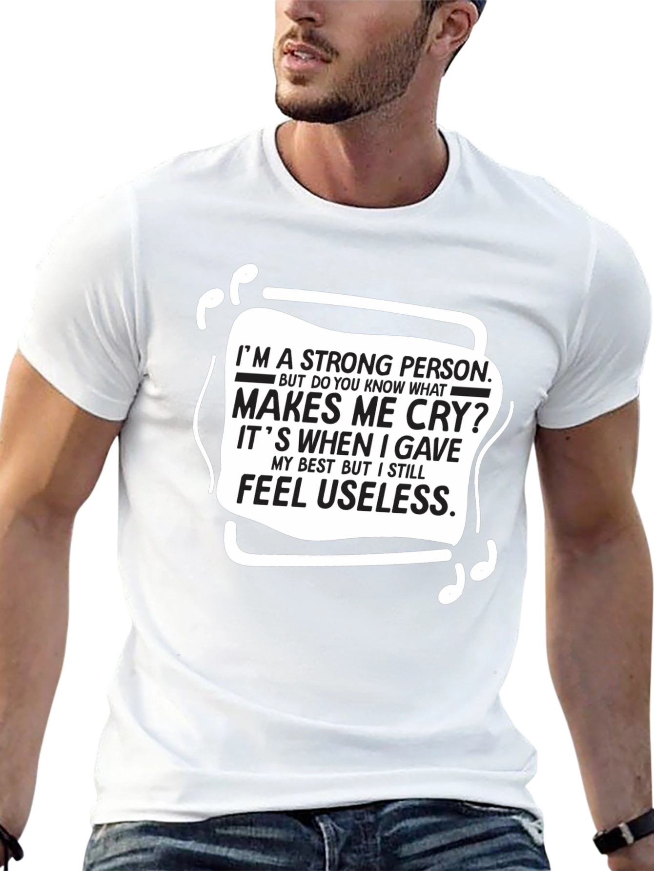 Black Strong Person Tee - Makes Me Cry Quote T-Shirt view 13