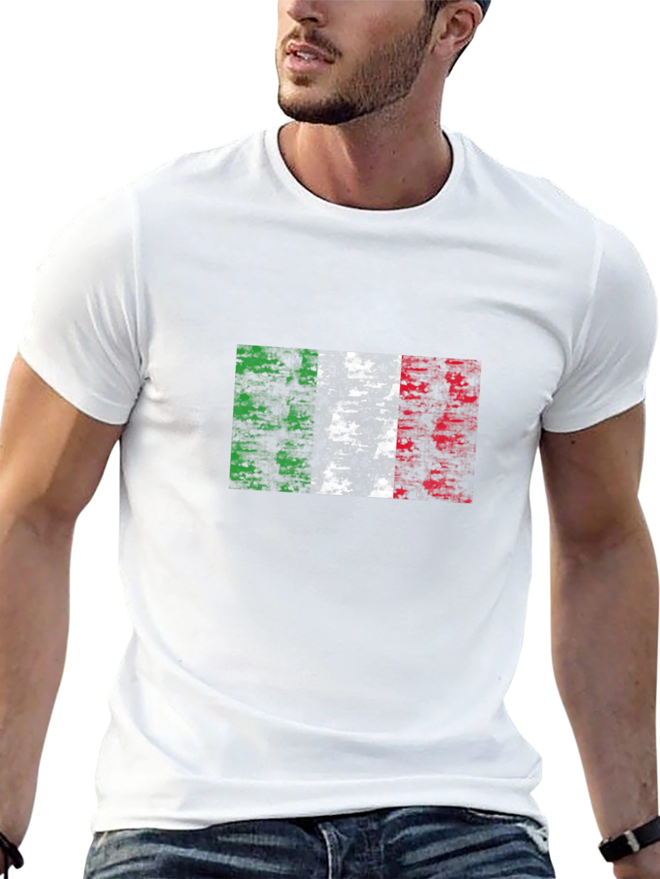 Black Italian Flag Graphic Tee - Black T-Shirt view 13
