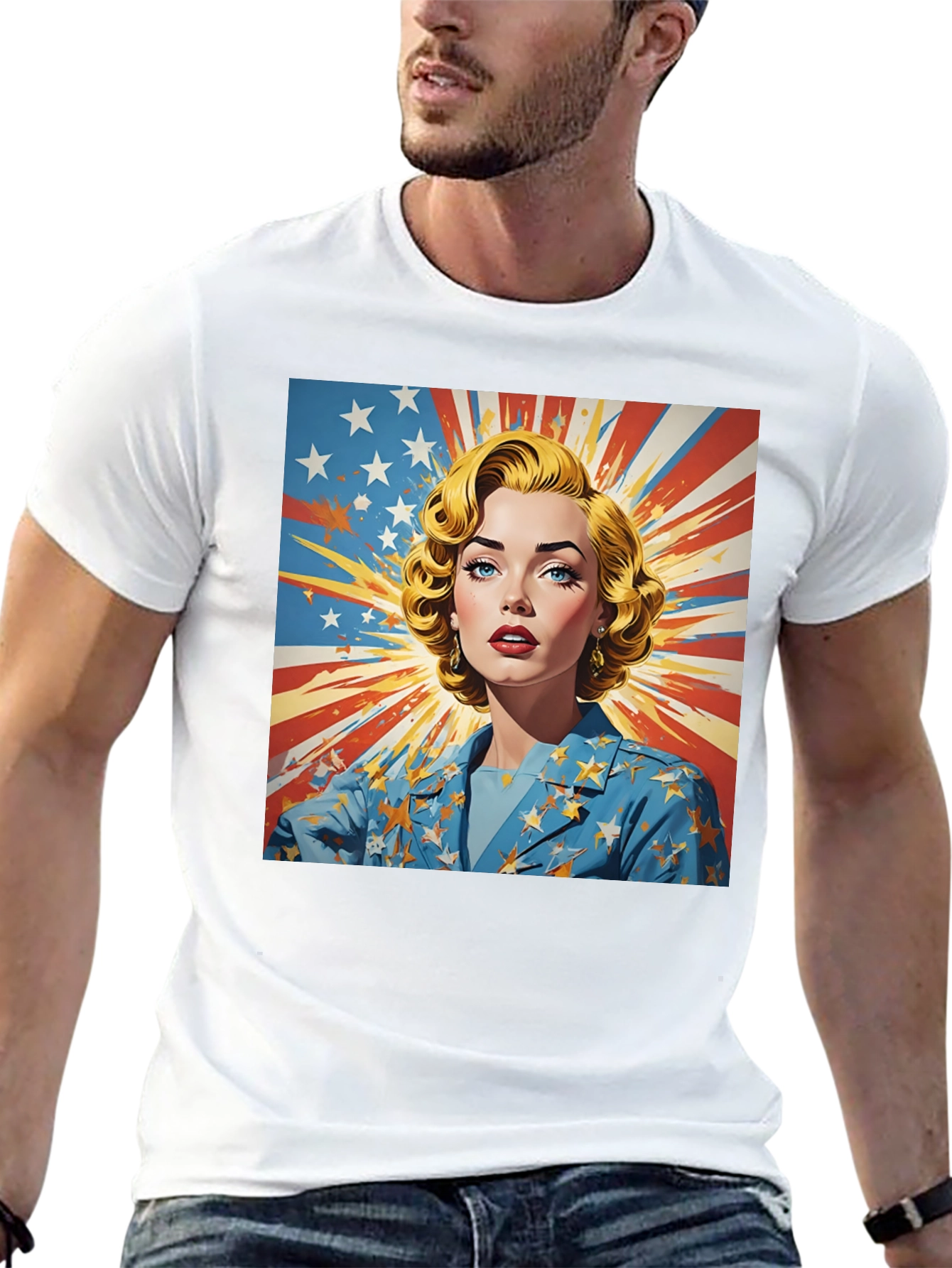 Black Retro Patriotic Woman T-Shirt - Vintage Americana Tee view 13
