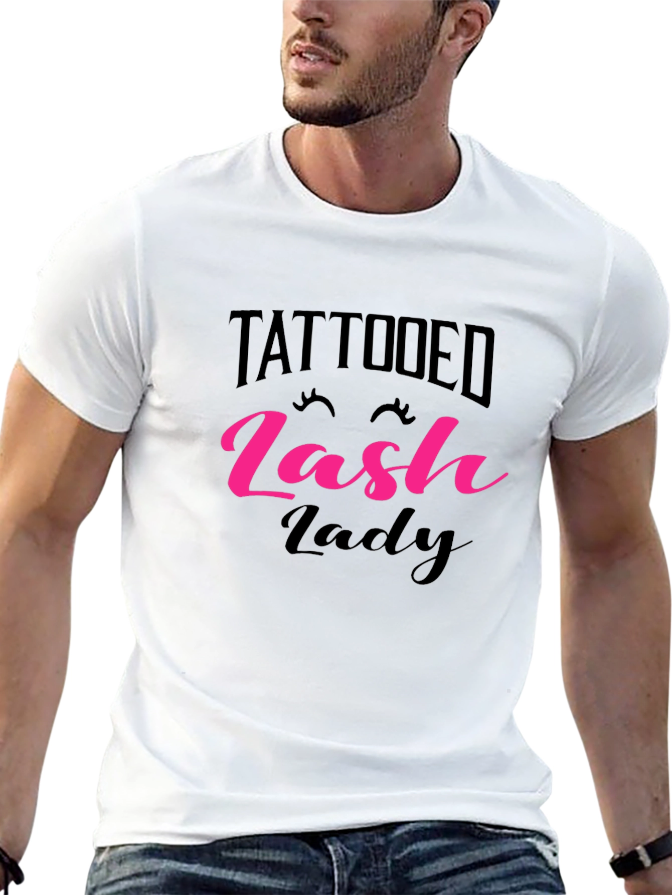 Black Tattooed Lash Lady T-Shirt - Black view 13