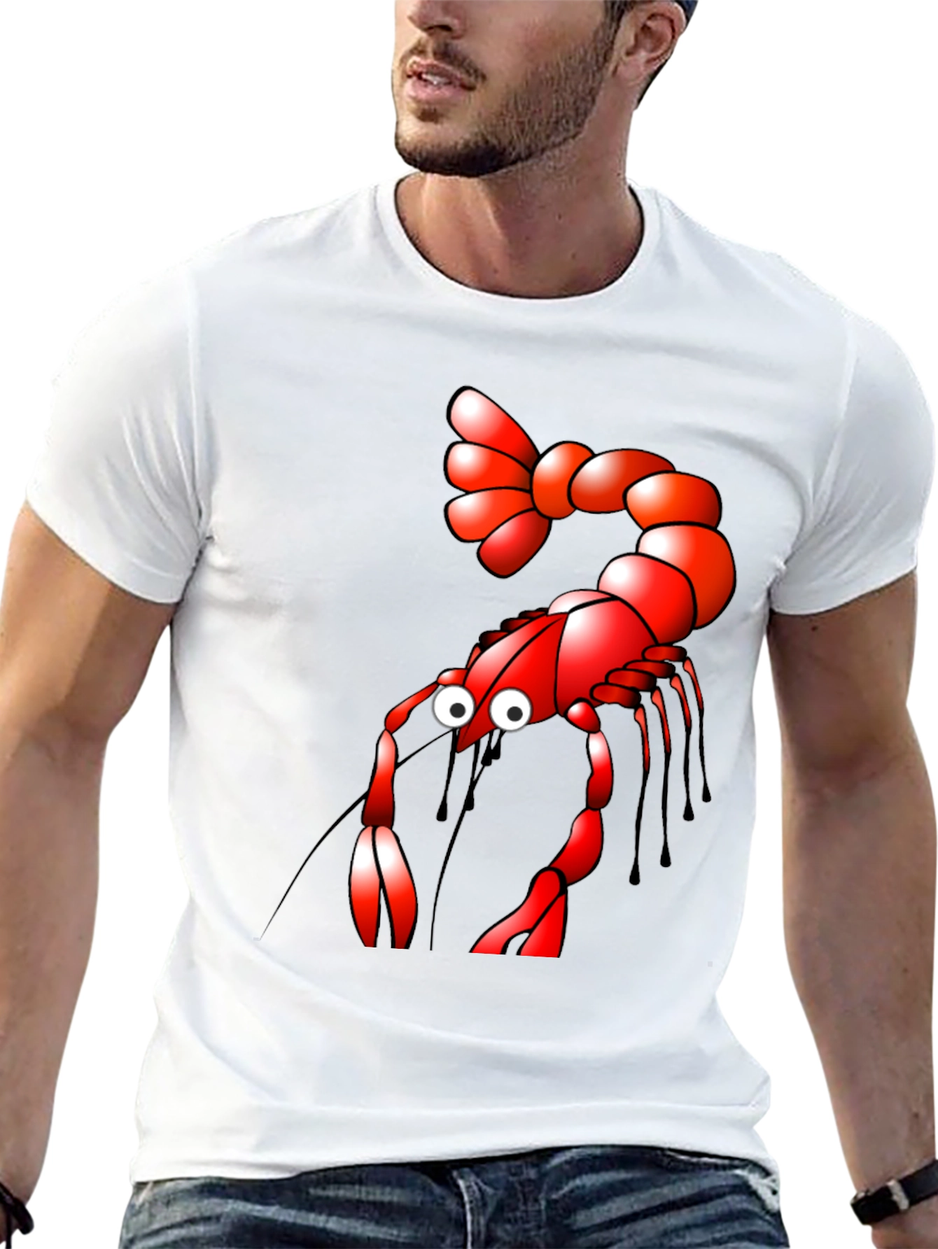 Black Shrimp Cartoon Graphic Tee - Black view 13