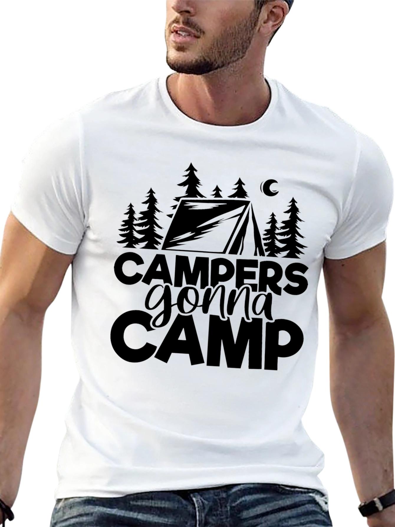 Black Campers Gonna Camp Graphic Tee - Black Cotton T-Shirt view 13