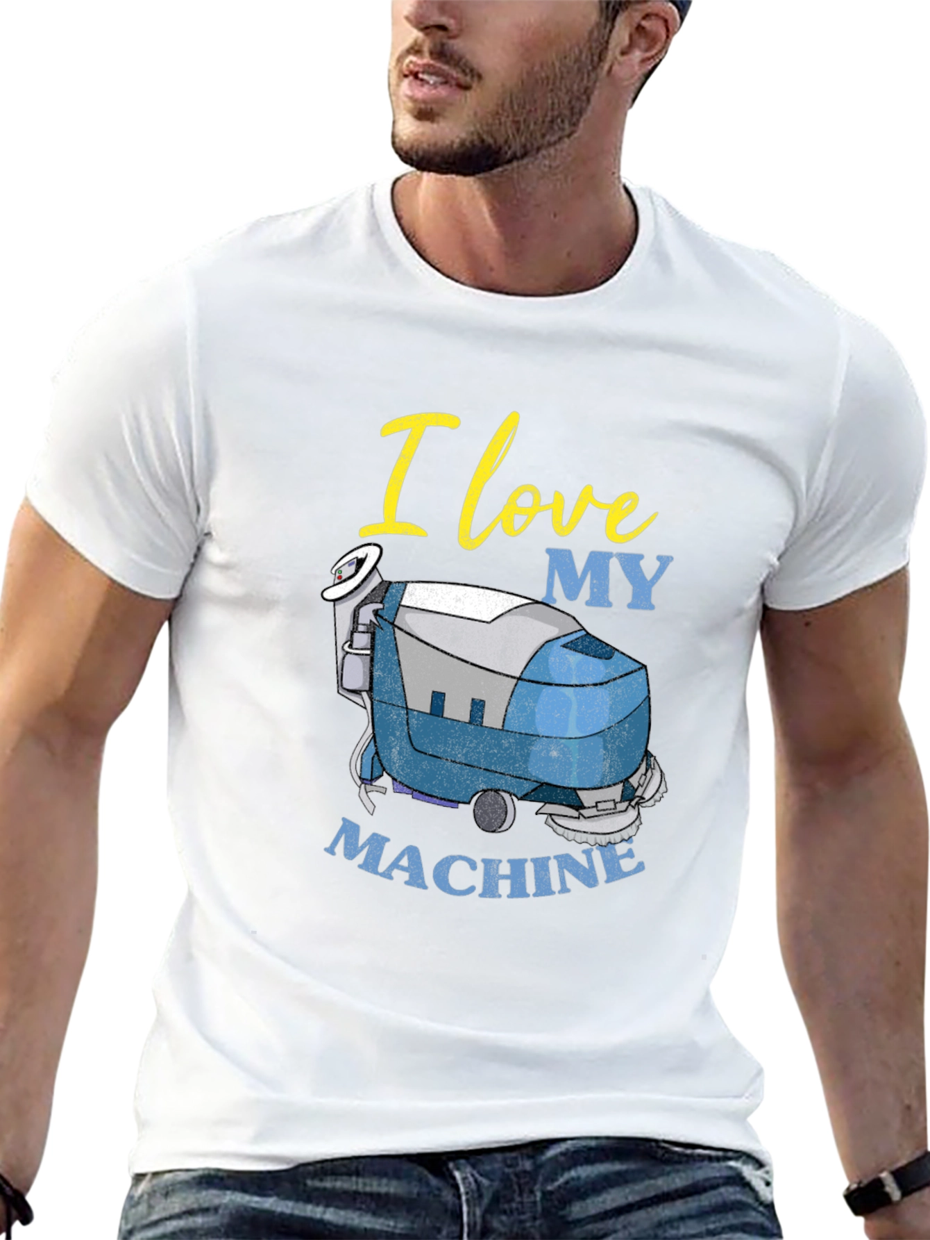 Black I Love My Machine T-Shirt - Cleaning Crew Apparel view 13
