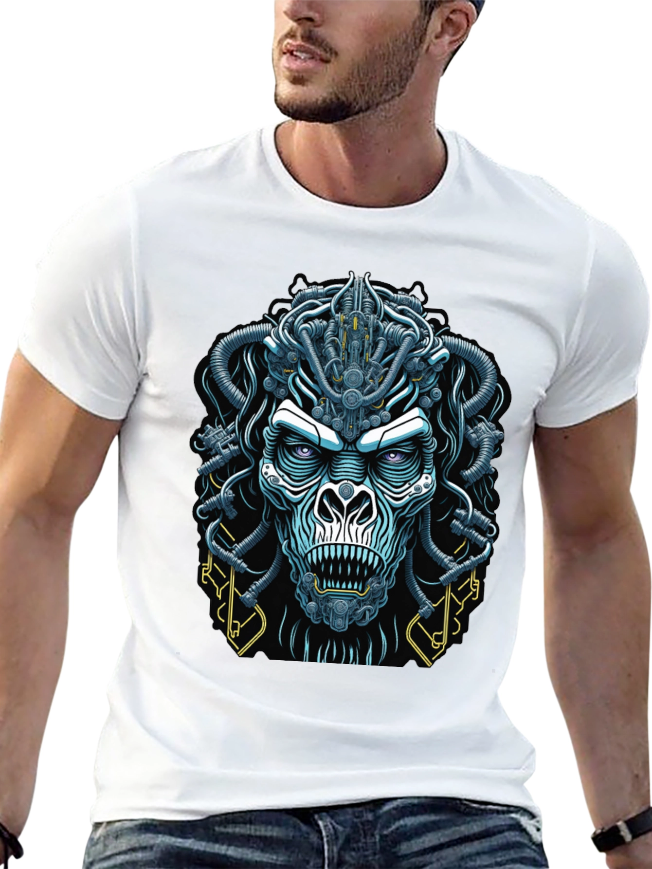 Black Cyberpunk Gorilla Graphic Tee - Bold Black view 13