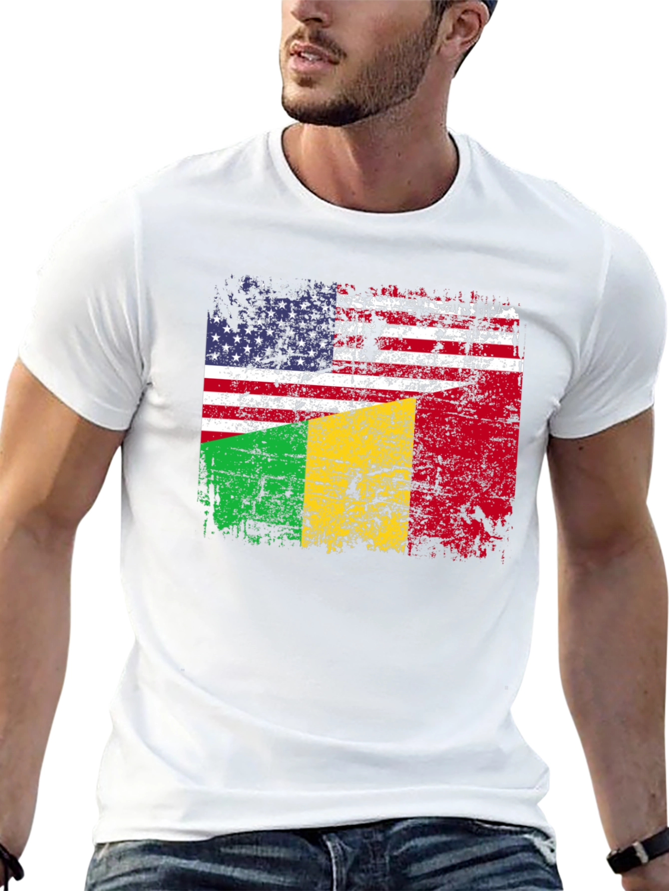 USA & Mali Flag Graphic T-Shirt - 13