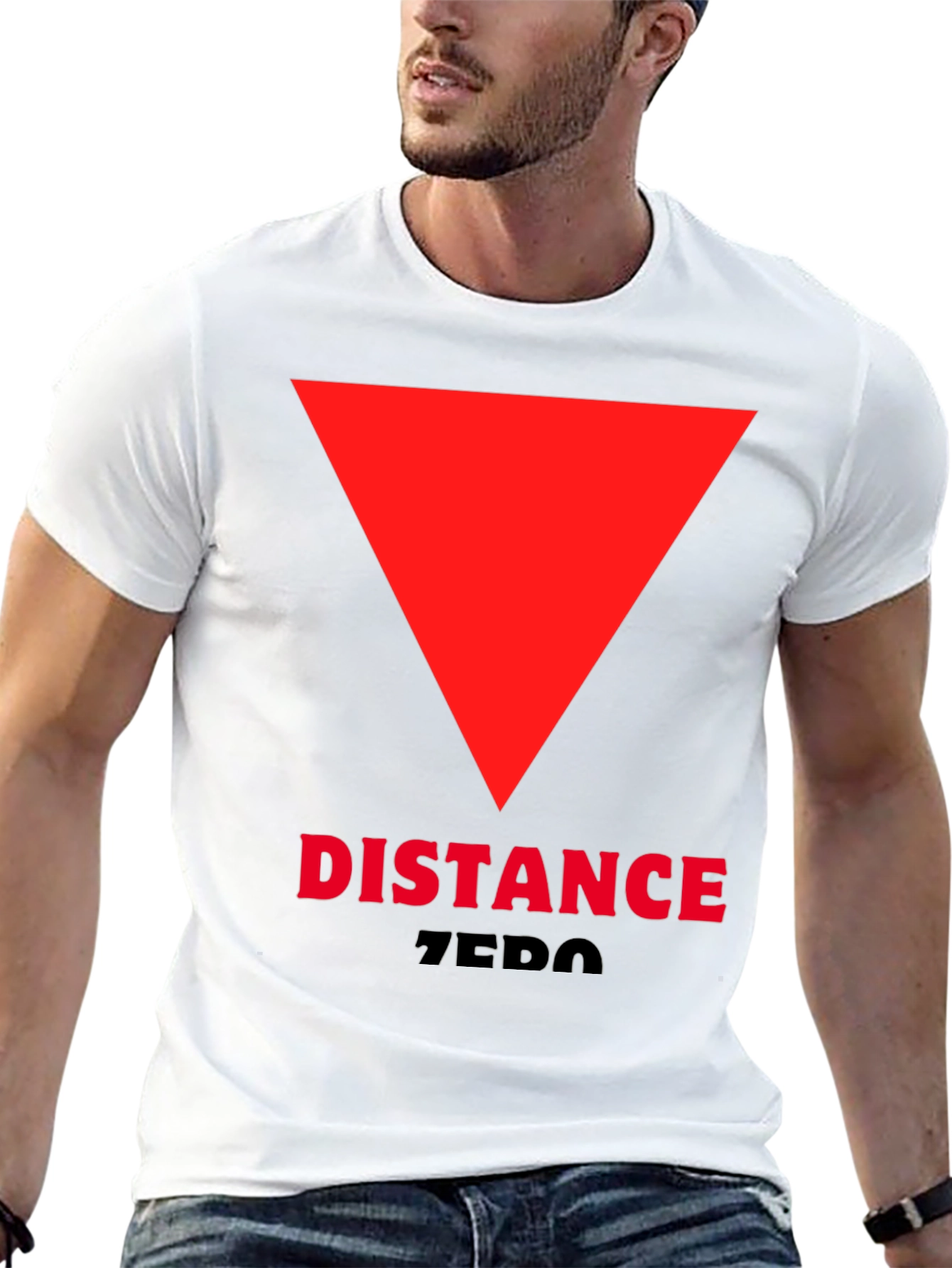 Black Distance Zero T-Shirt - Red Triangle Design view 13