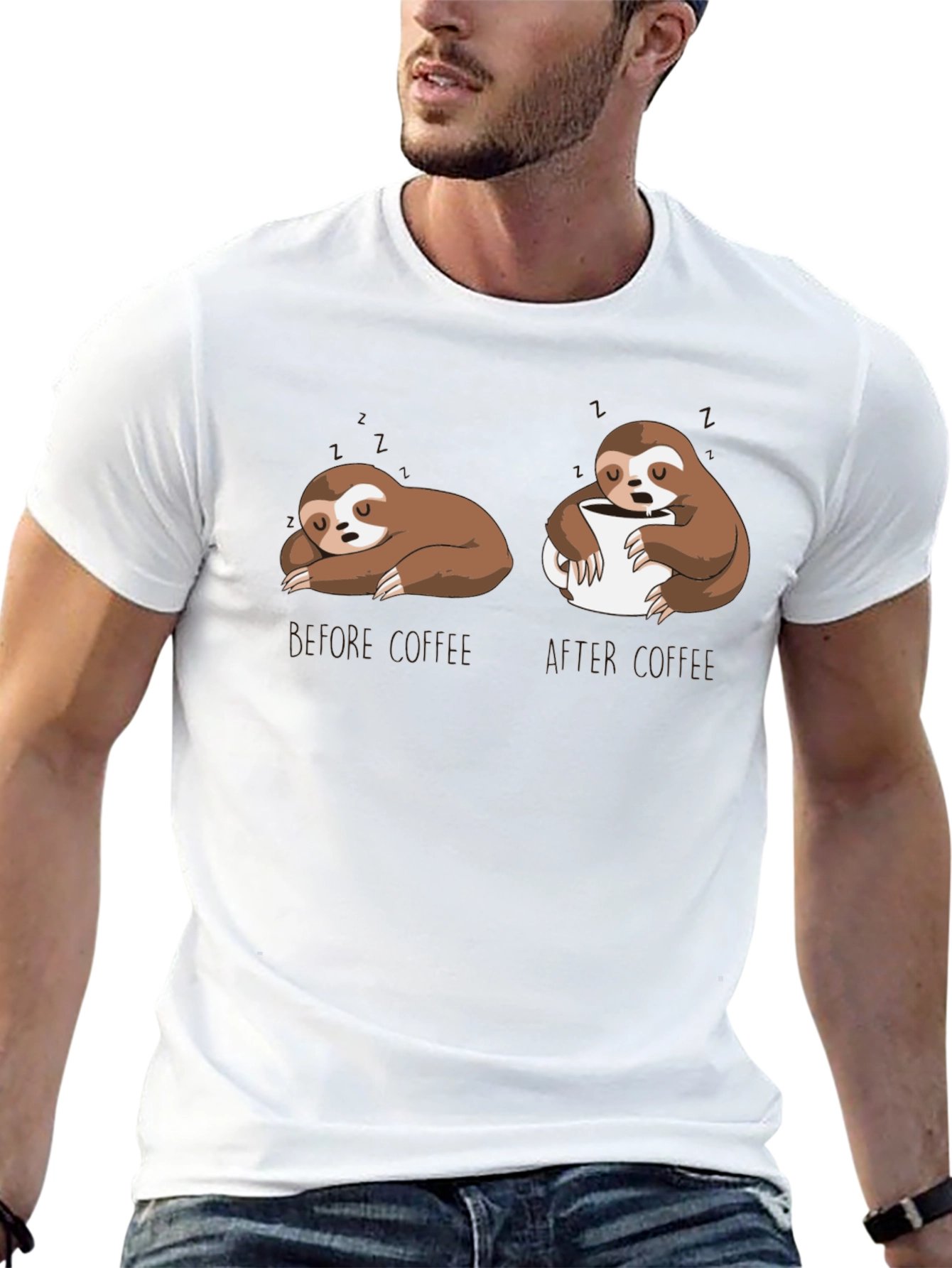Black Sloth Coffee T-Shirt - Funny Graphic Tee view 13