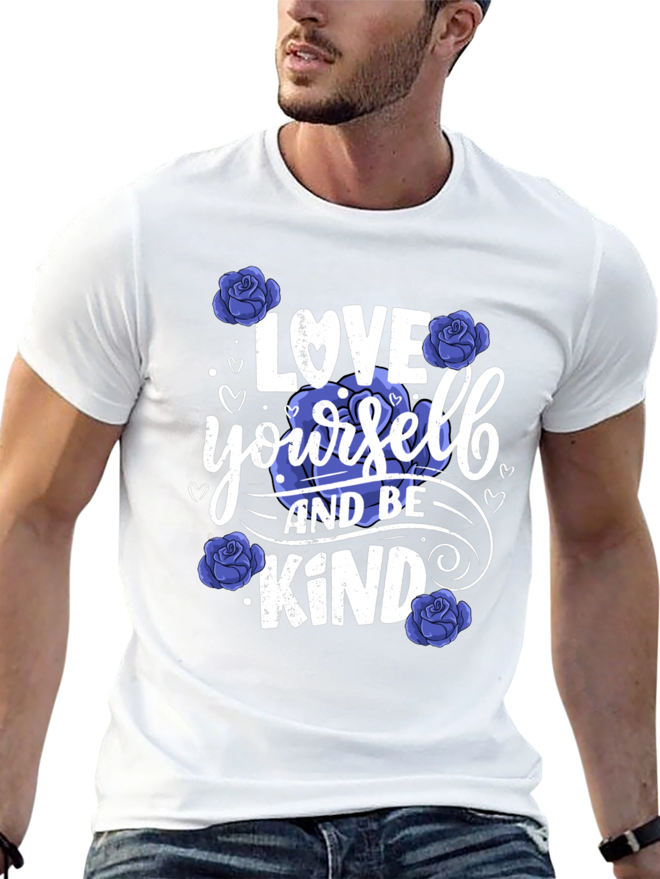 Black Love Yourself & Be Kind Graphic Tee - Floral Design view 13