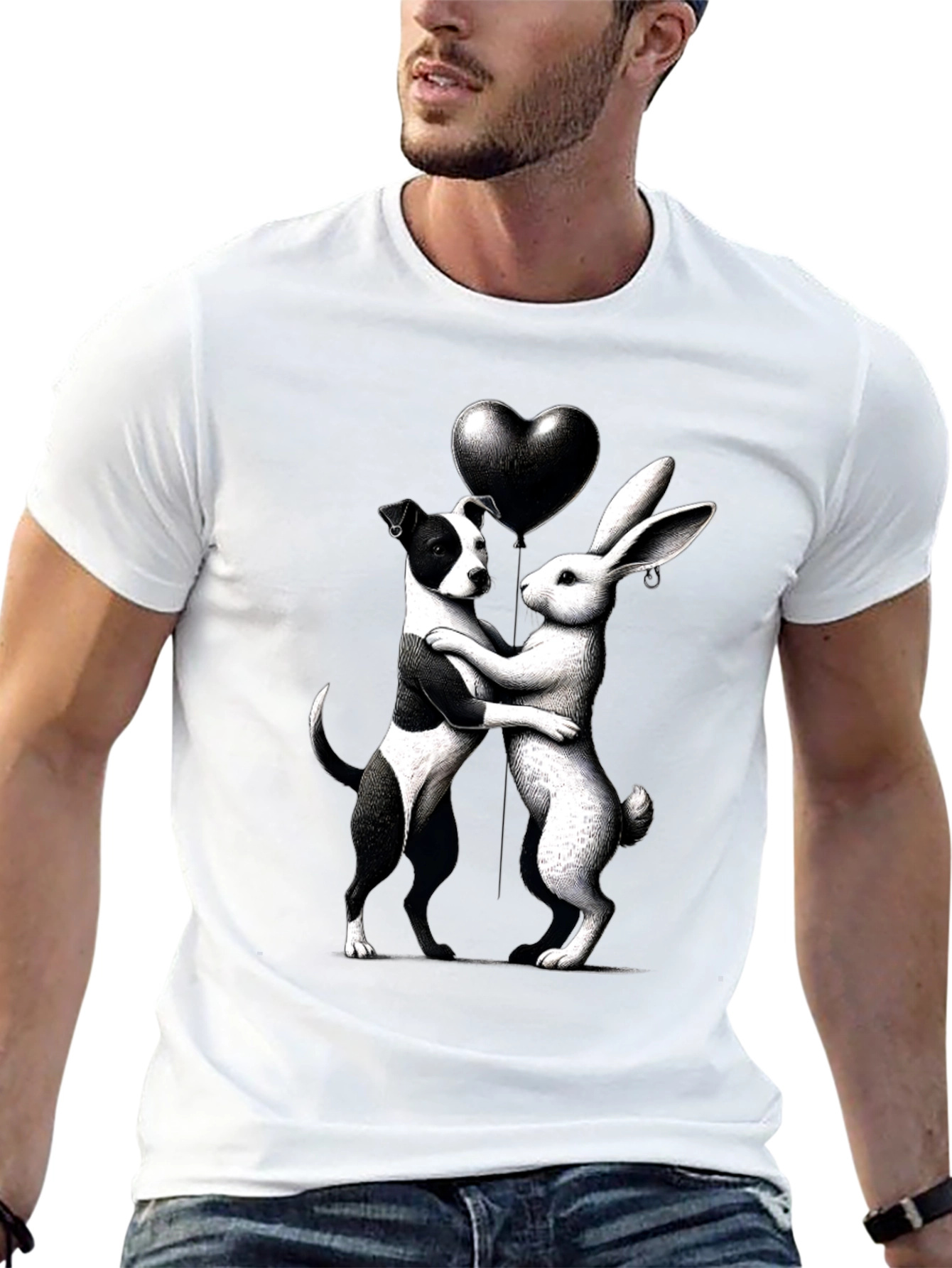 Black Dog & Rabbit Heart Graphic Tee view 13