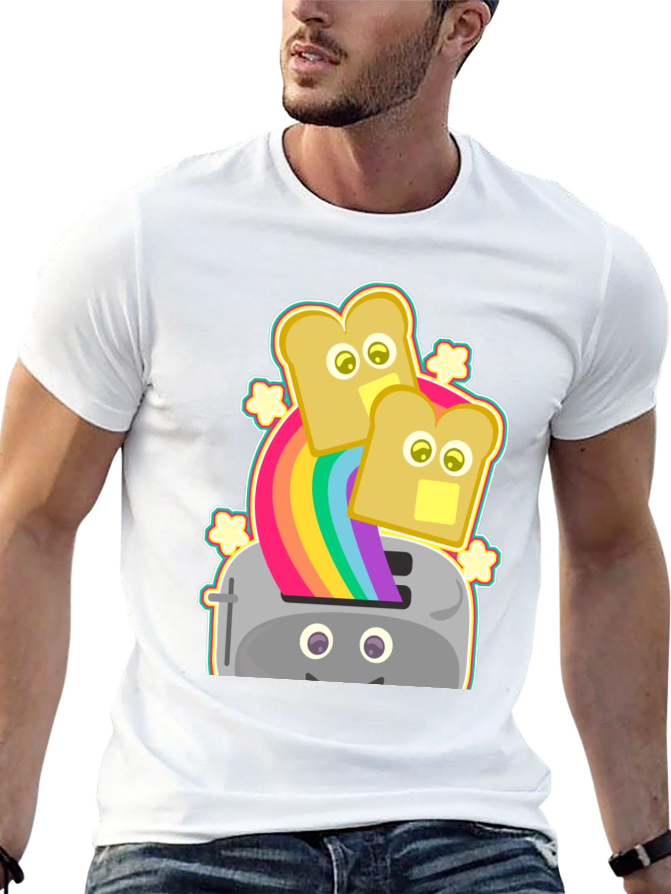 Black Rainbow Toaster Bread T-Shirt, Novelty Tee view 13