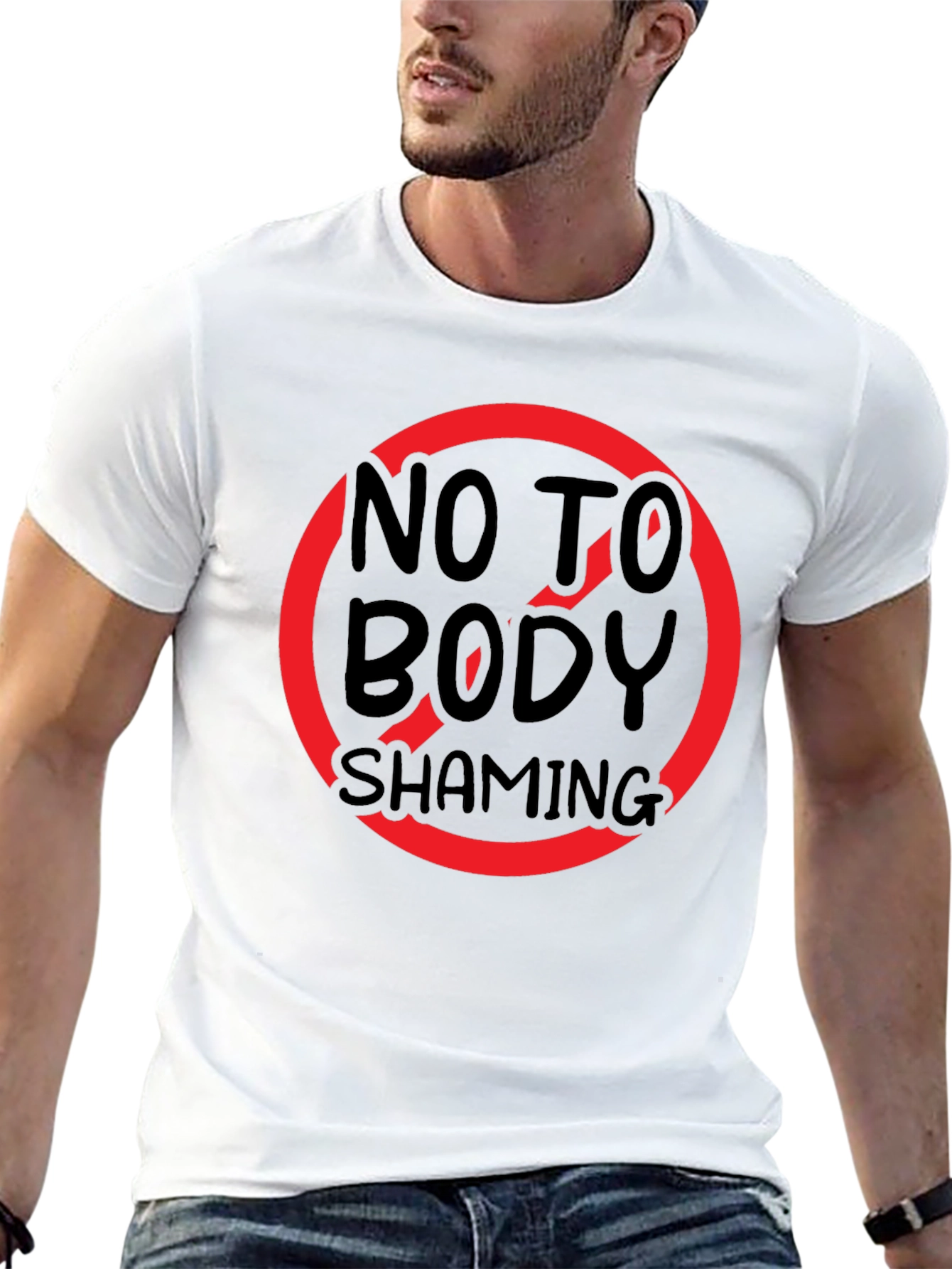 Black No Body Shaming T-Shirt: Black, Graphic Tee view 13