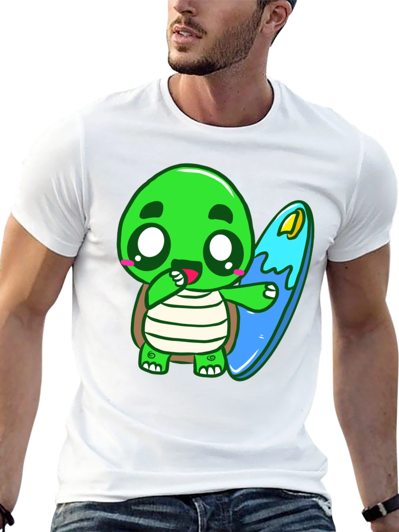 Black Cute Turtle Surfing Graphic Tee view 13