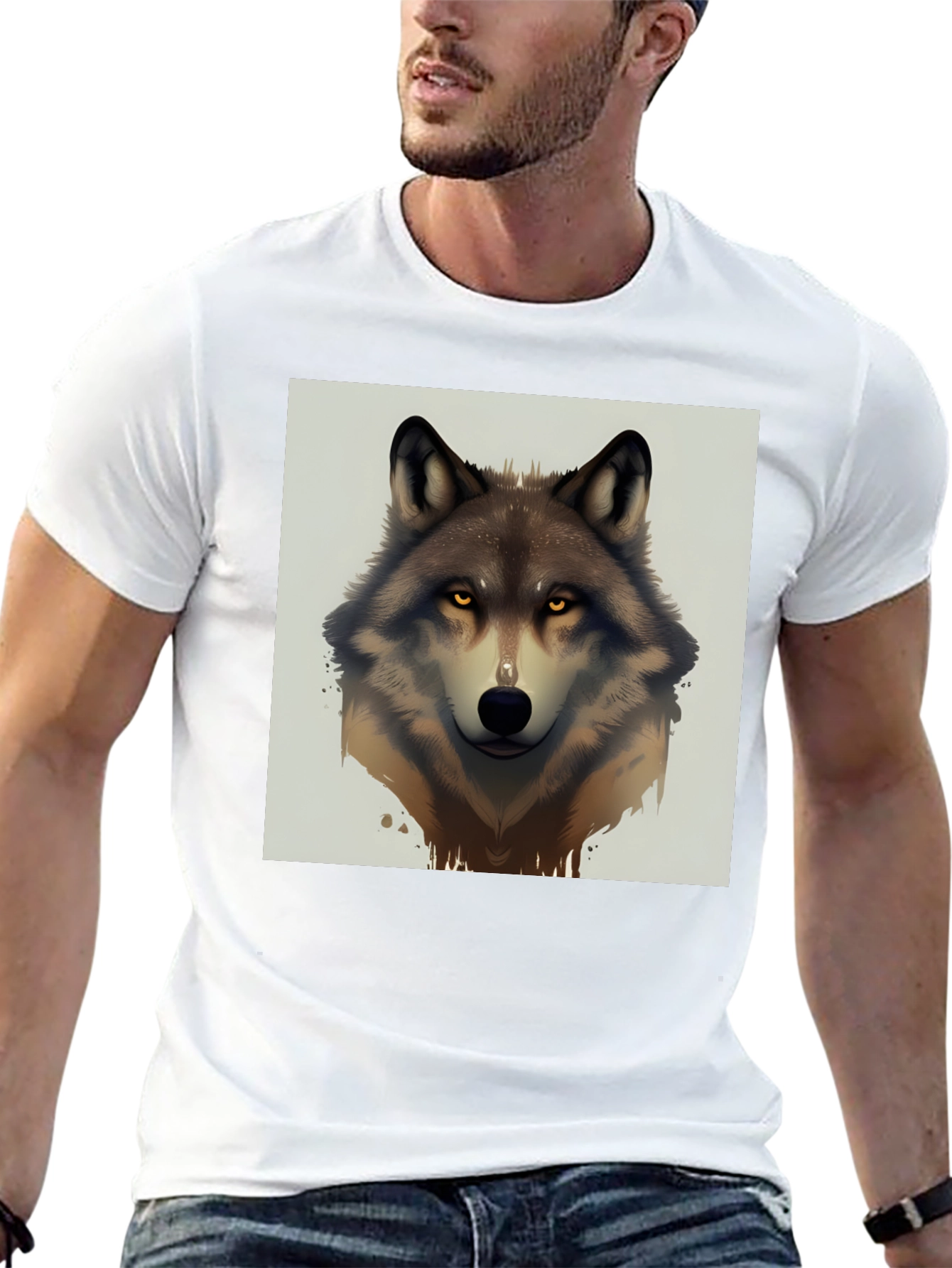 Black Wolf Graphic Tee - Men's Black Short Sleeve T-Shirt view 13