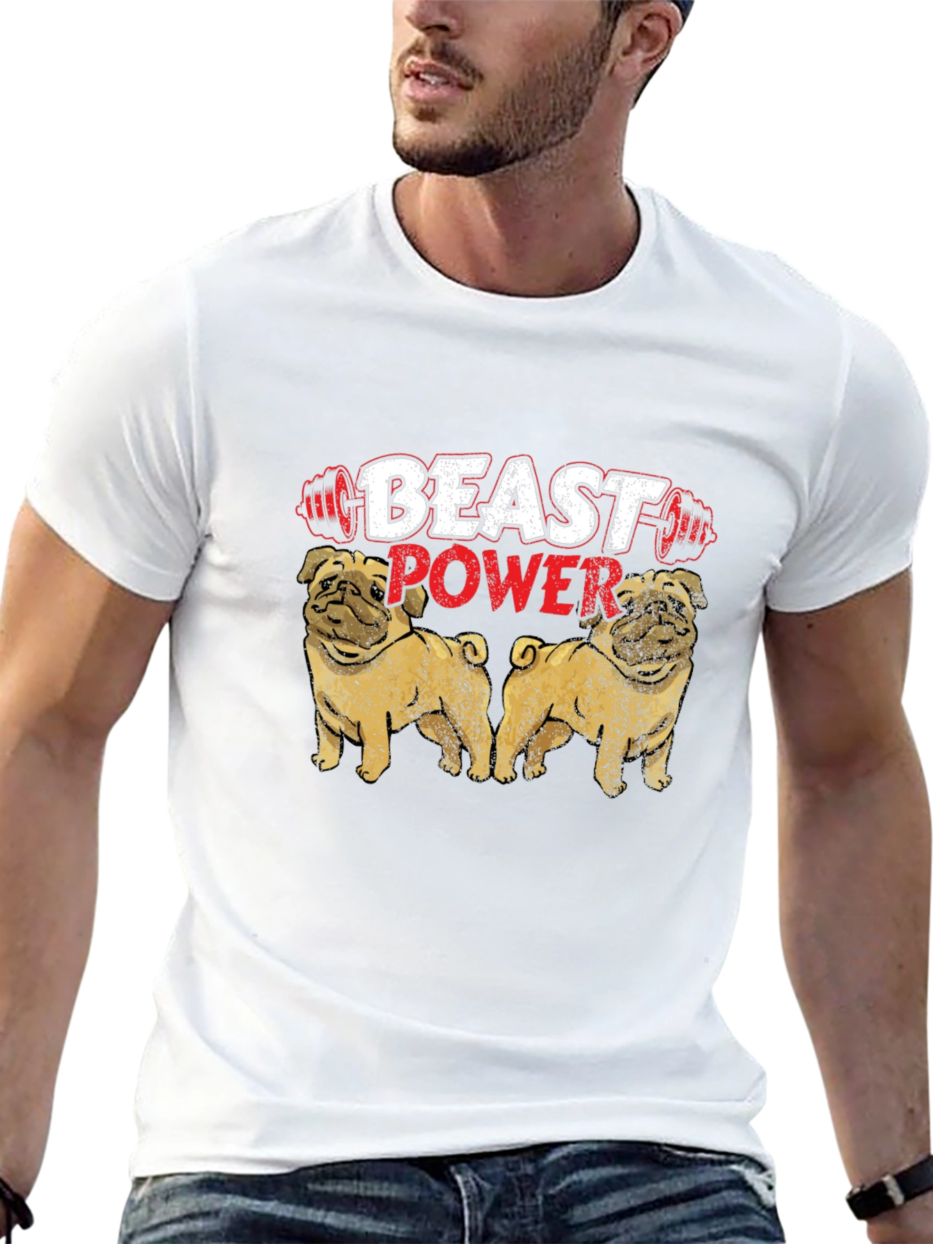 Black Beast Power Pug Graphic Tee view 13