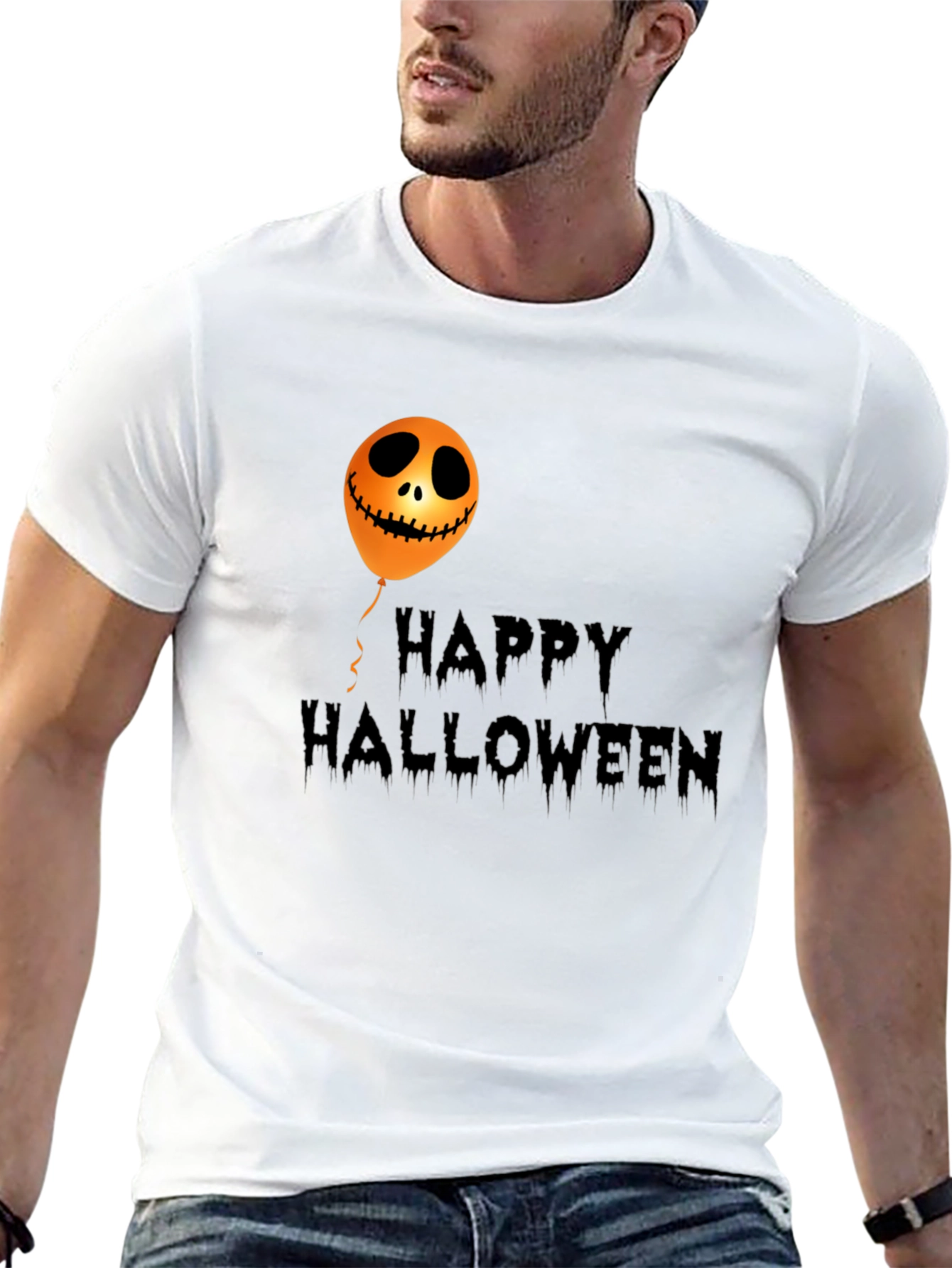 Black Happy Halloween Graphic T-Shirt - Spooky Season Apparel view 13