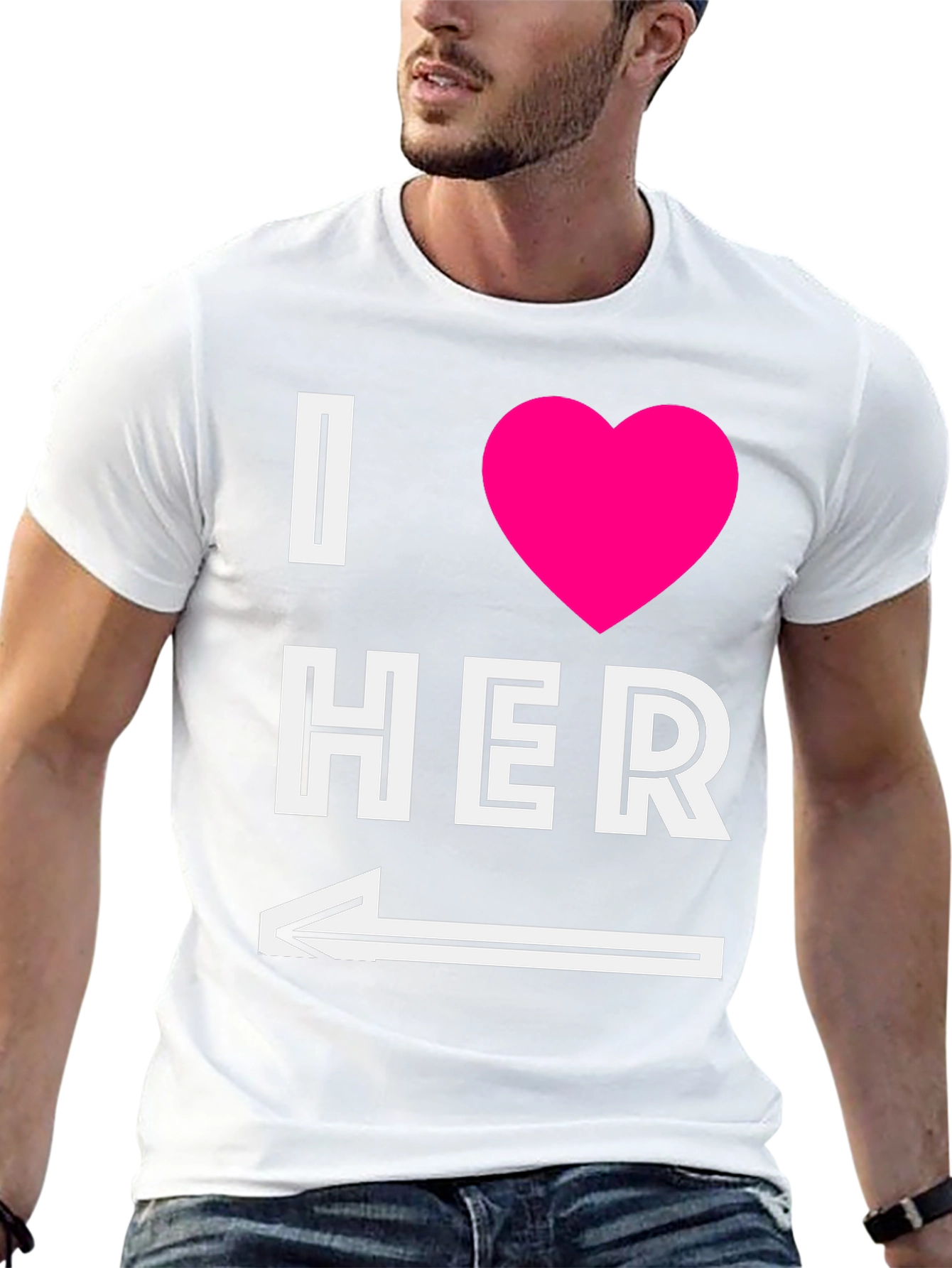 Black I Heart Her T-Shirt with Arrow Graphic view 13