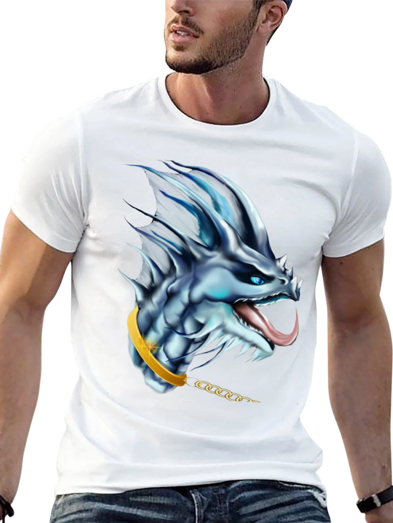 Black Dragon Head Graphic Tee - Fantasy T-Shirt view 13