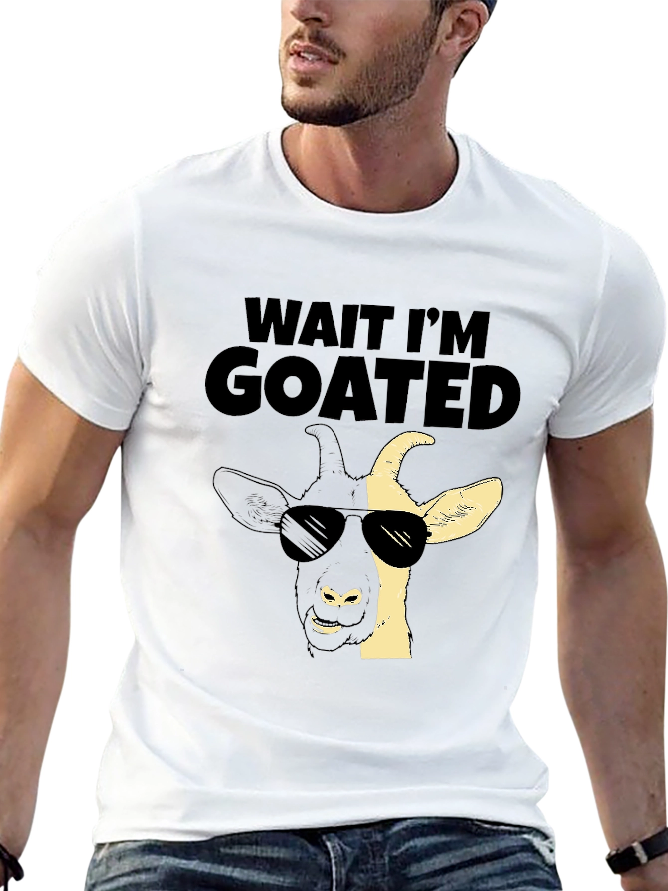 Black Wait I'm GOATED T-Shirt - Cool Goat Design view 13