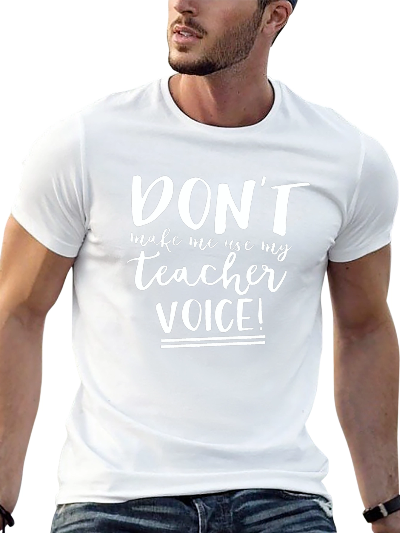 Black Funny Teacher T-Shirt - Don't Make Me Use My Teacher Voice! view 13