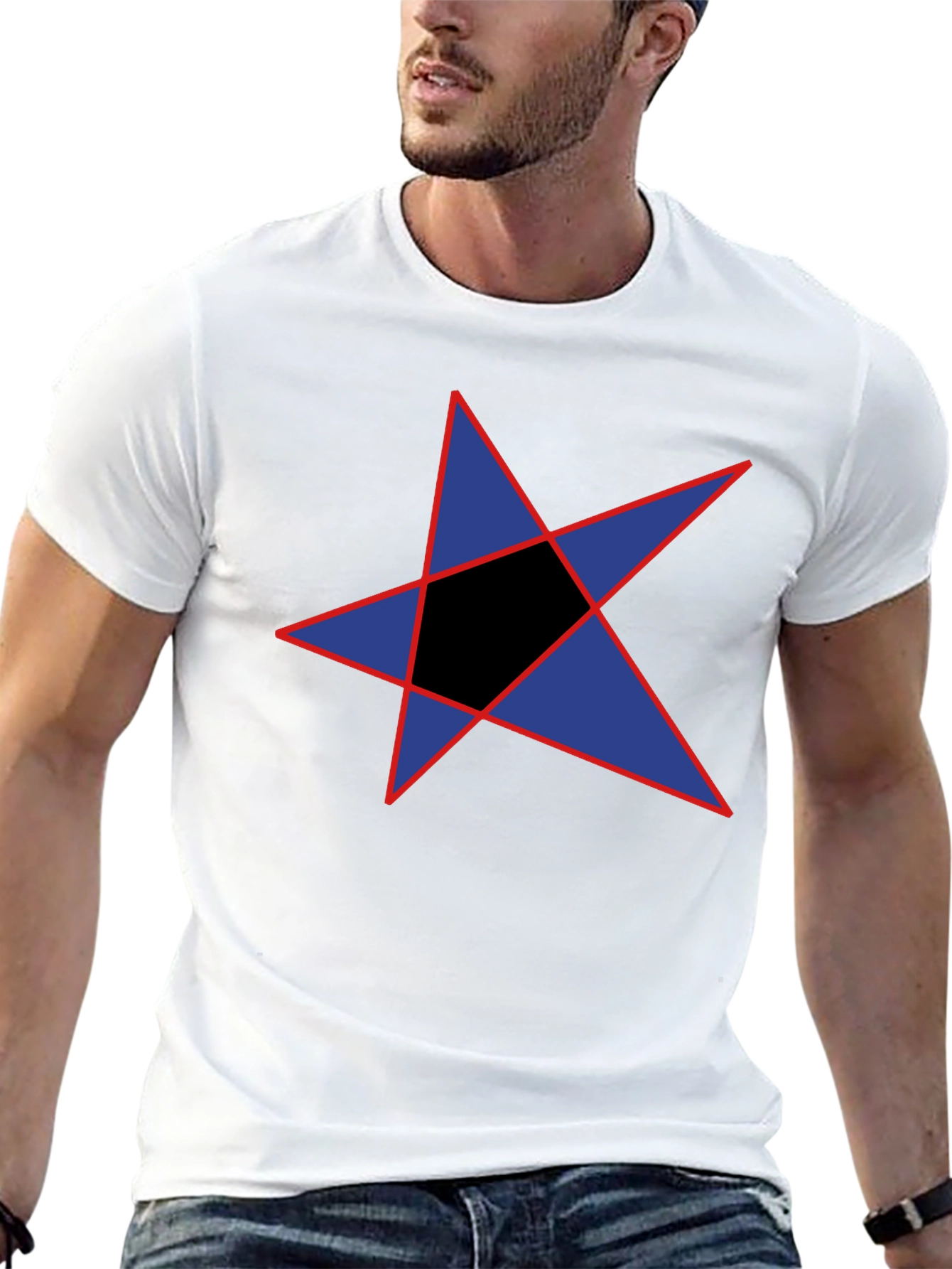Black Abstract Star Graphic Black T-Shirt view 13