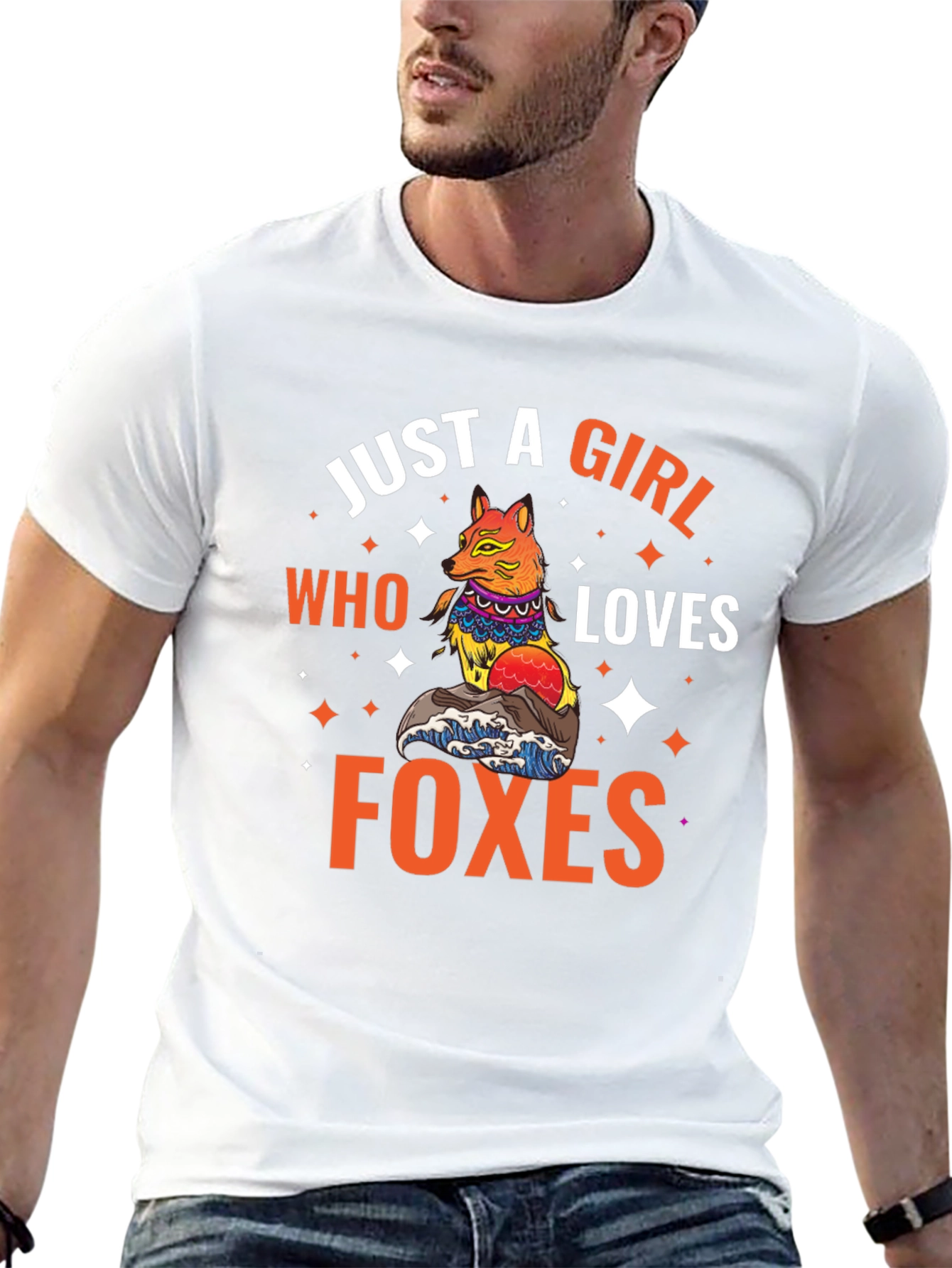 Black Just A Girl Who Loves Foxes Graphic T-Shirt view 13