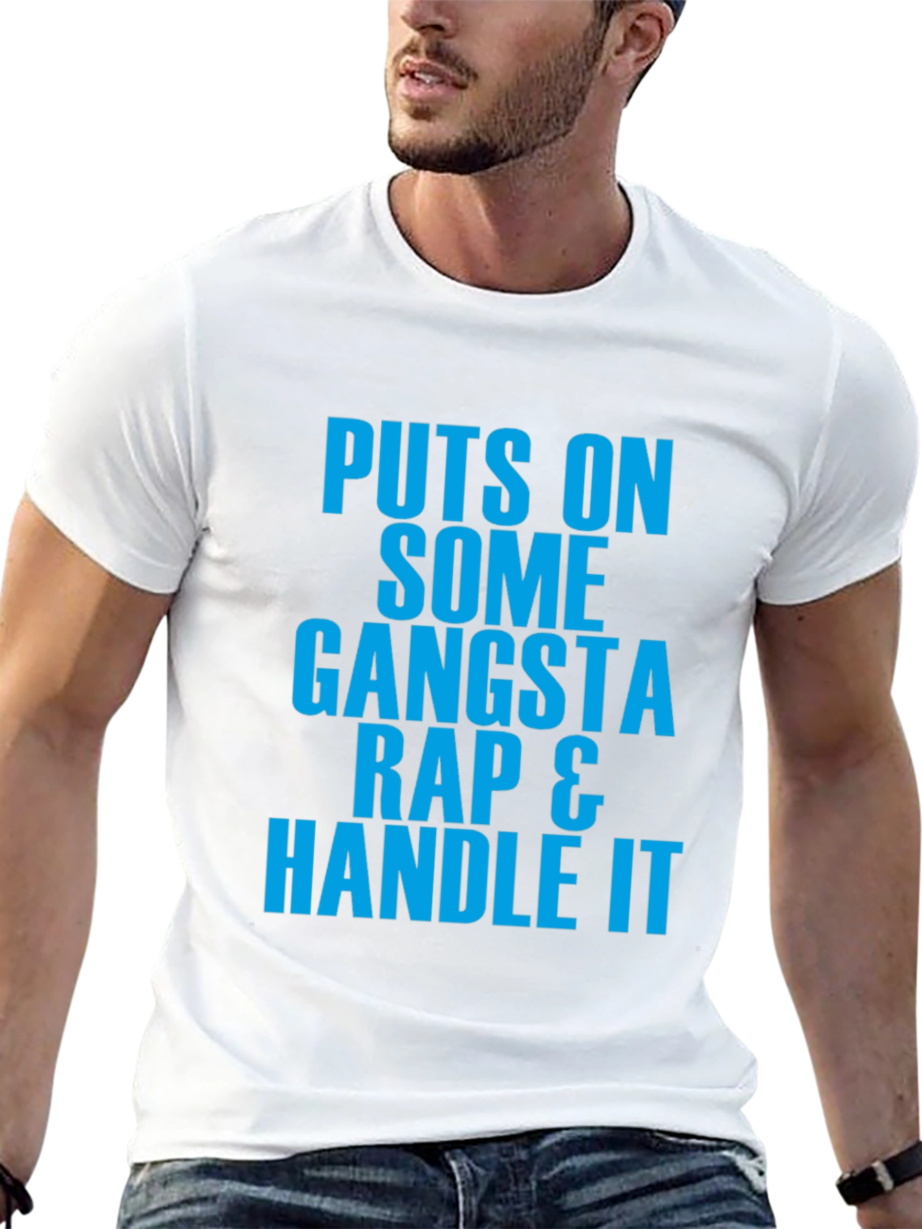 Black Gangsta Rap Graphic Tee - Handle It Black T-Shirt view 13